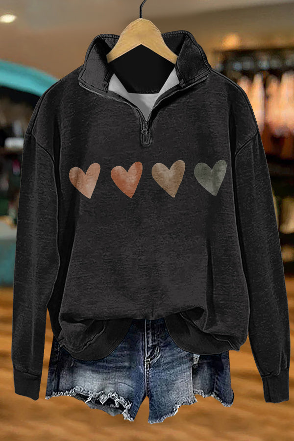 Valentine's Day Hearts Print Sweatshirt
