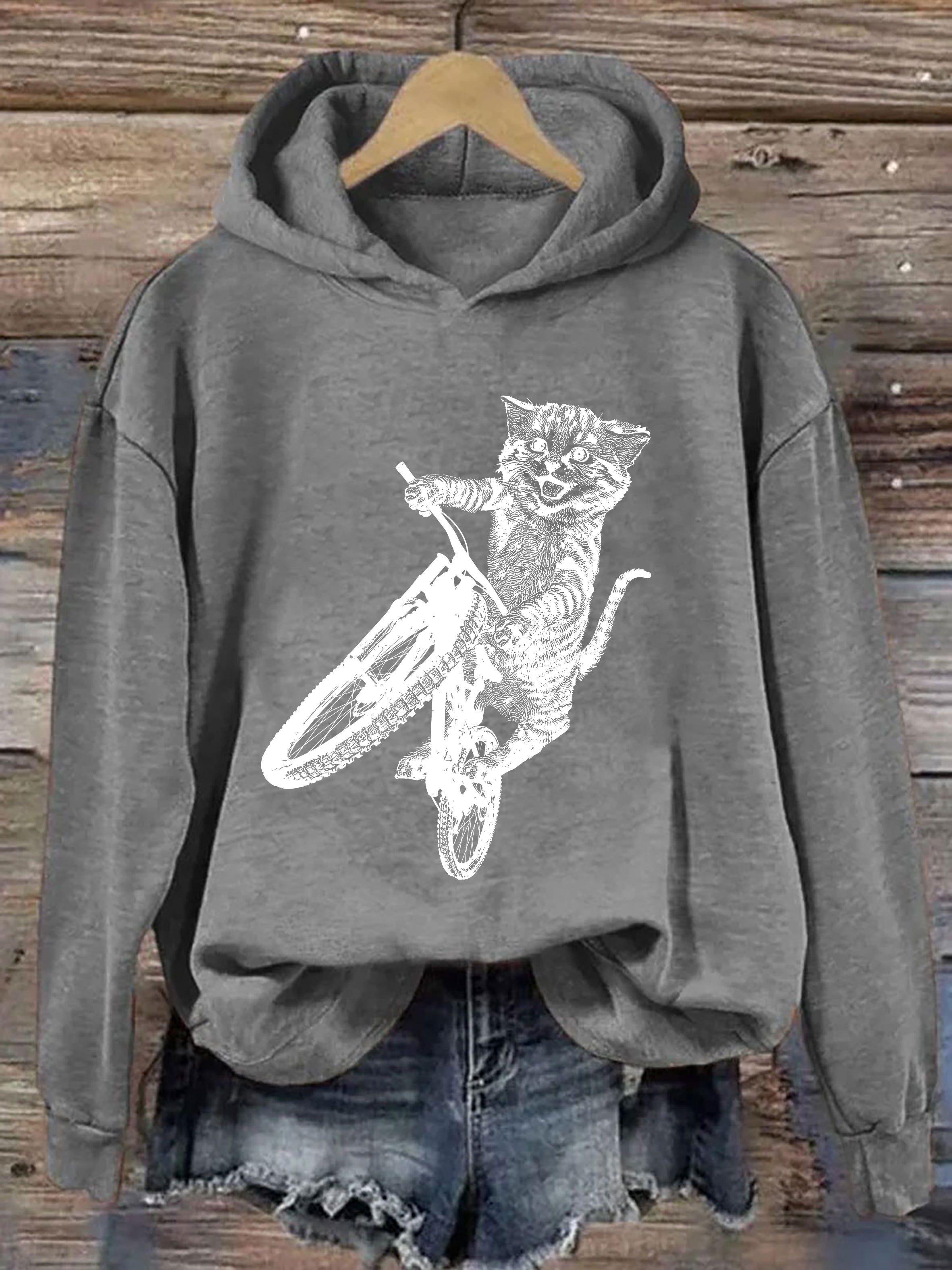 Cat Riding A Bicycle Hoodie