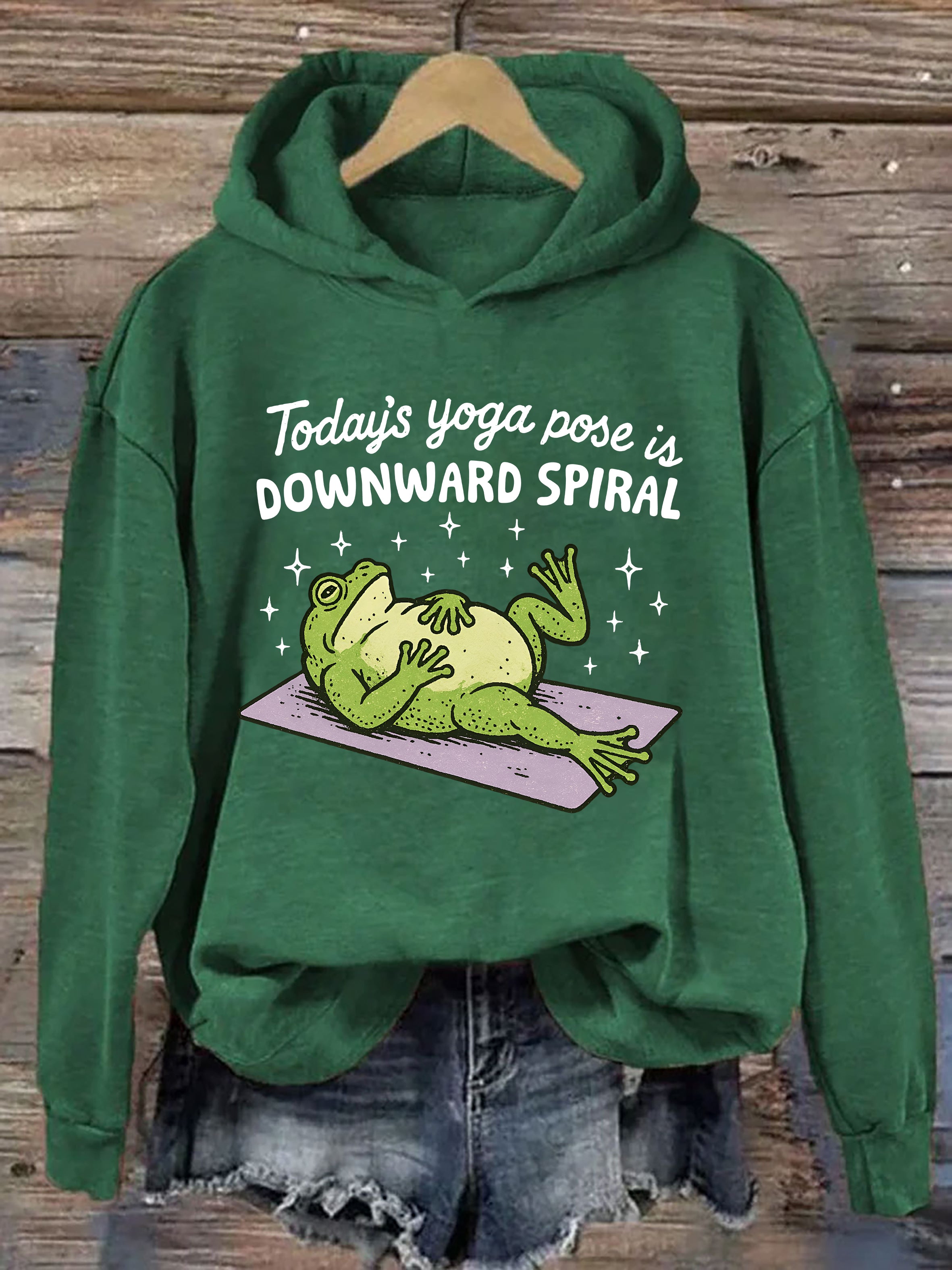 Today's Yoga Pose Is Downward Spiral Frog Hoodie