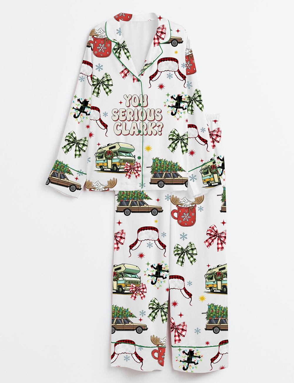 You Serious Clark Christmas Vacation Long Sleeve Satin Pajama Set