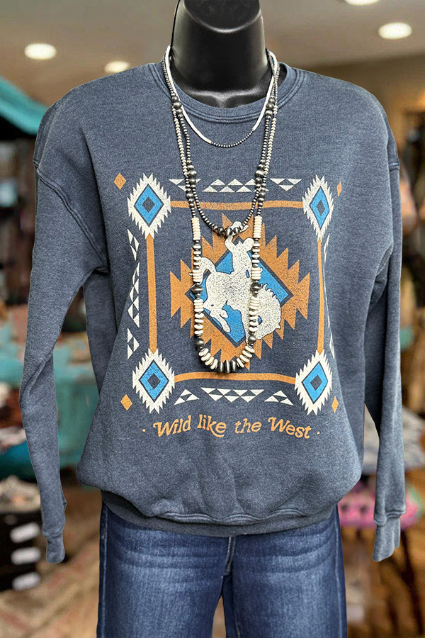 Vintage Aztec Bucking Horse Sweatshirt