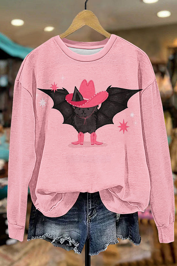 Halloween Western Bat Cowgirl Sweatshirt