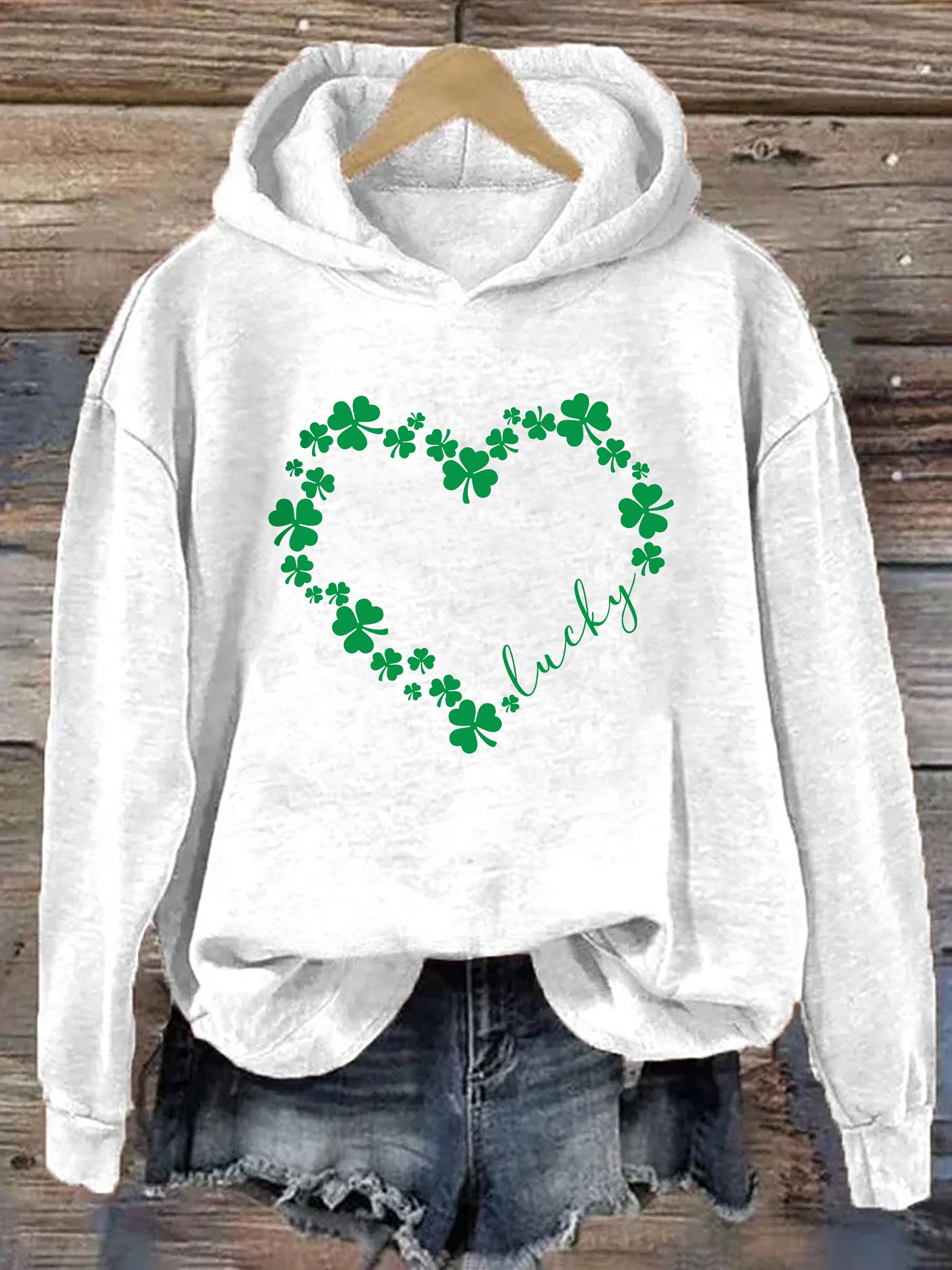 Heart Shamrock St Patrick's Day Hoodie