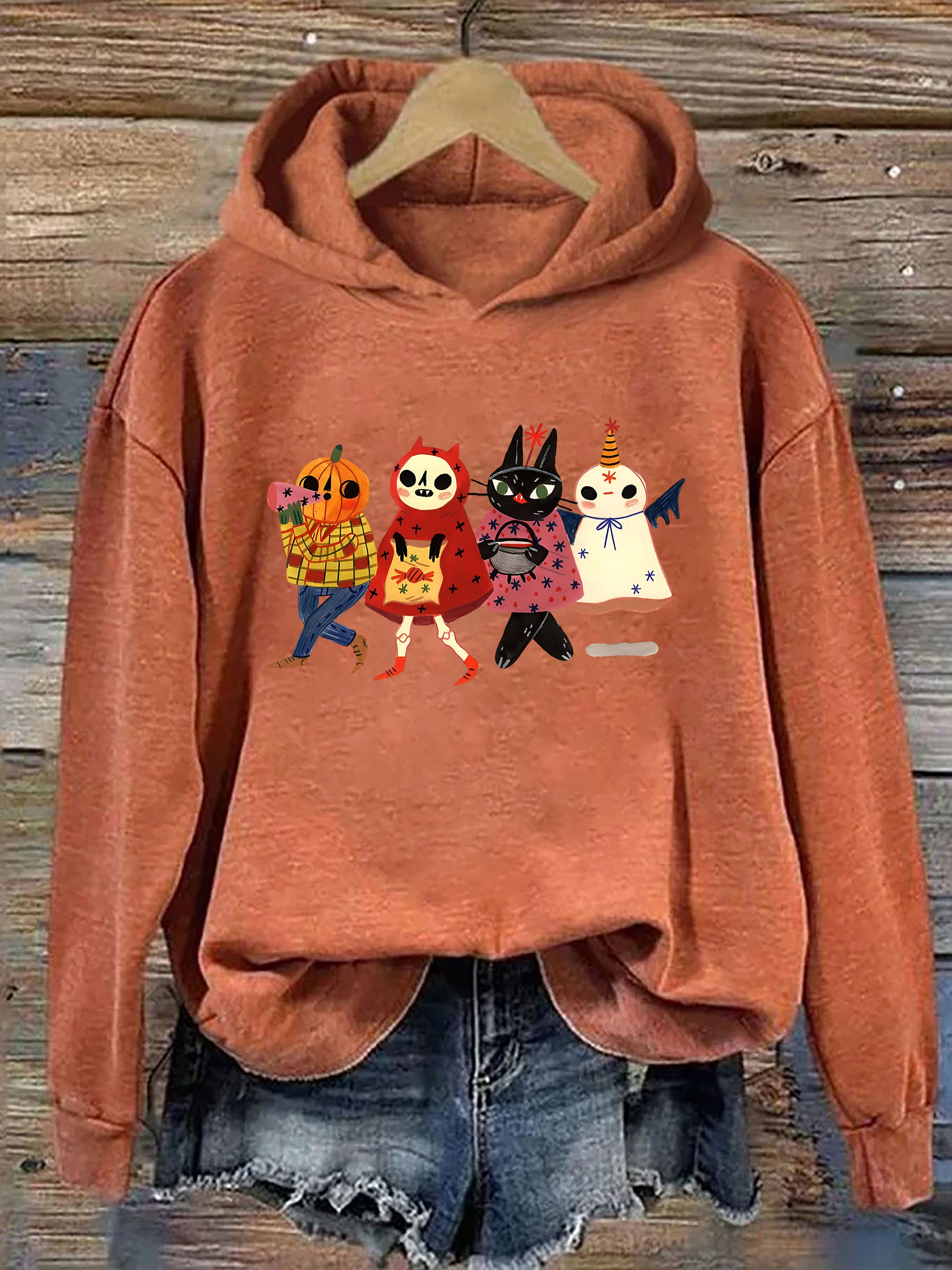 Halloween Cute Cat Ghost Hoodie