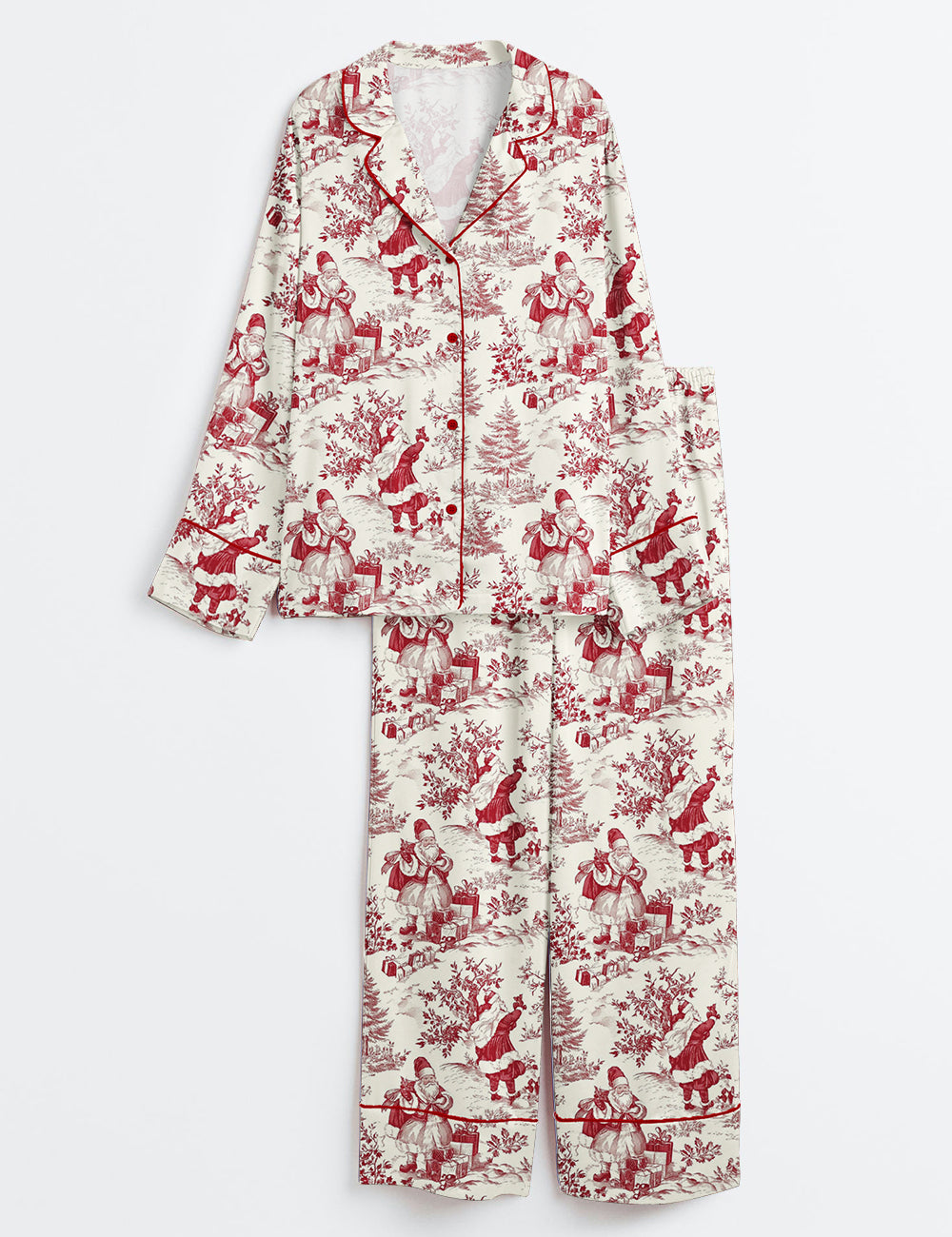 Vintage Christmas Winter Holiday Snowman Gift Snowman Lovers Long Sleeve Satin Pajama Set