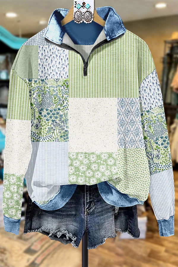 Classic Contrast Stitching Graphic Printing Sweatshirt