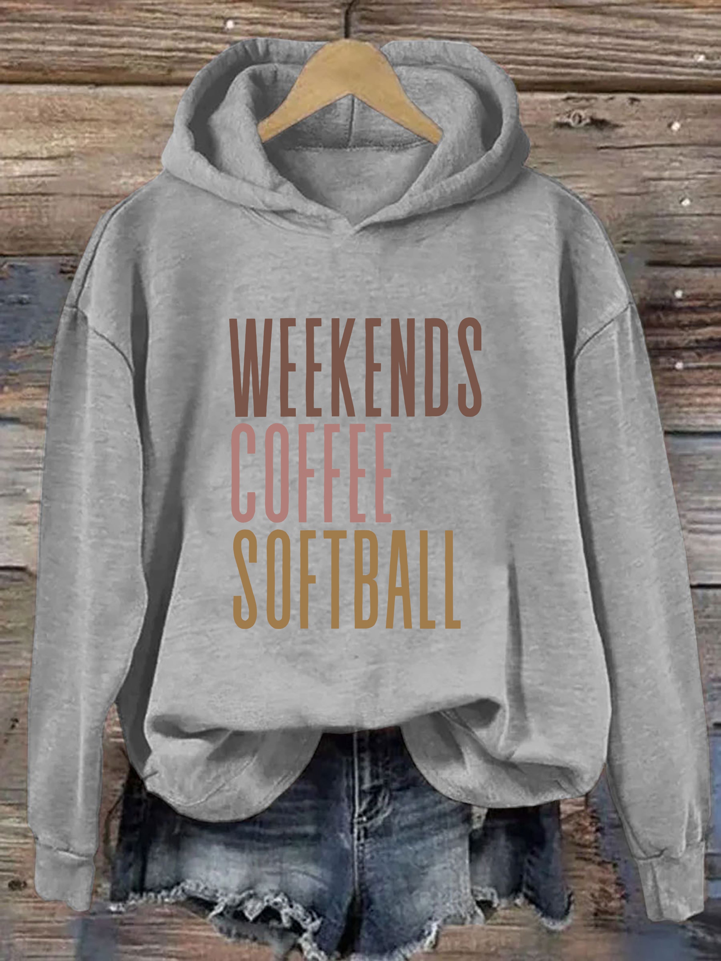 Weekends Coffee Softball Hoodie