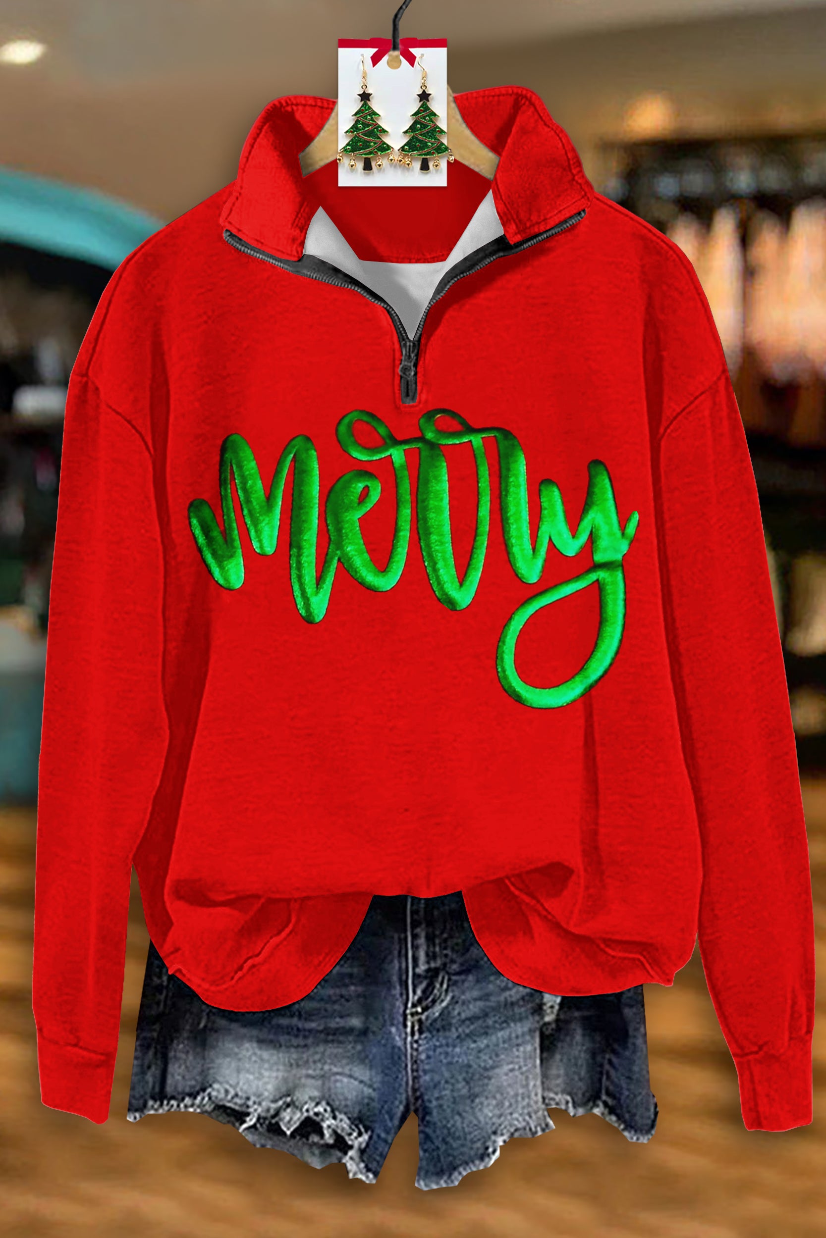 Merry Christmas Zipper Sweatshirt