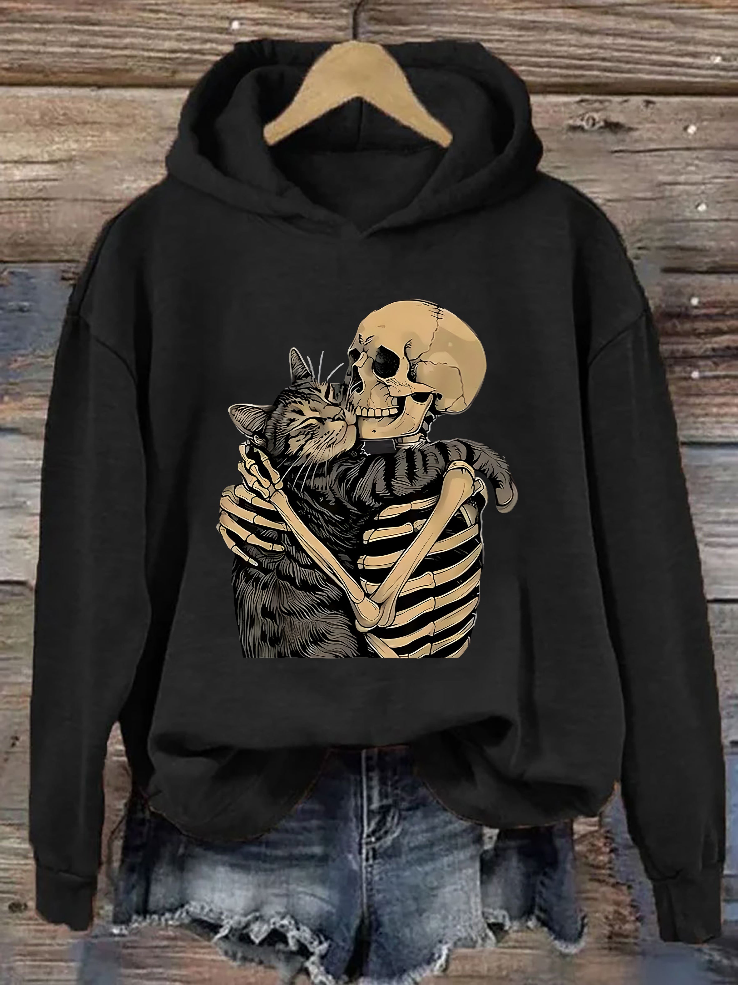 Halloween Skeleton Cat Hoodie