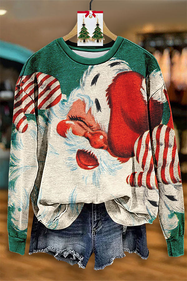 Ugly Christmas Retro Santa Claus Cute Sweatshirt