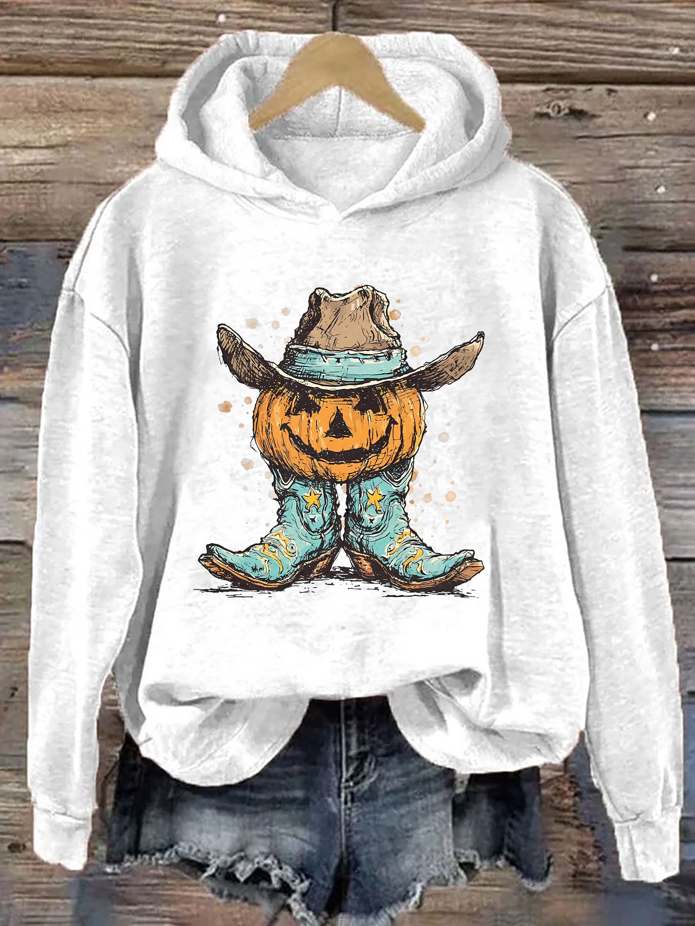 Western Pumpkin Boots Hoodie