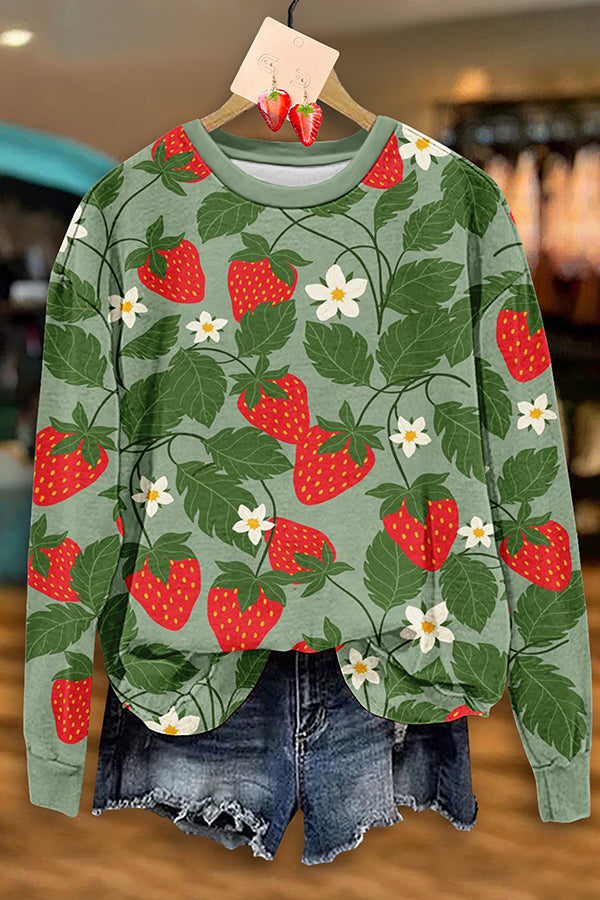 Happy Strawberry Garden printed sweatshirt