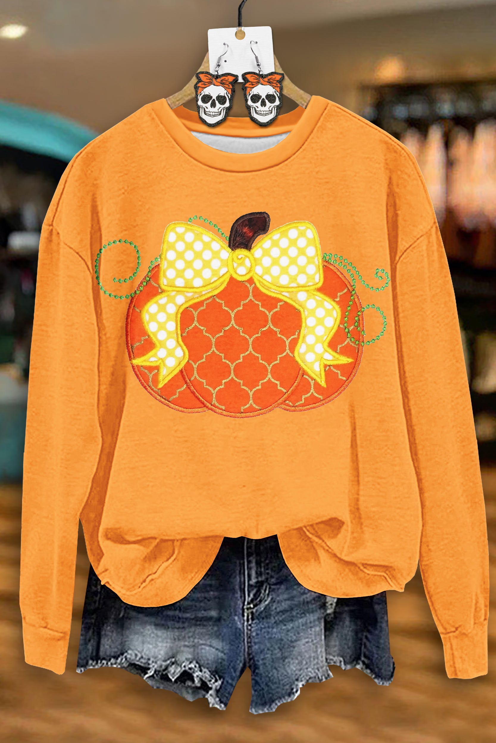 Cute Halloween Pumpkin Bow Sweatshirt