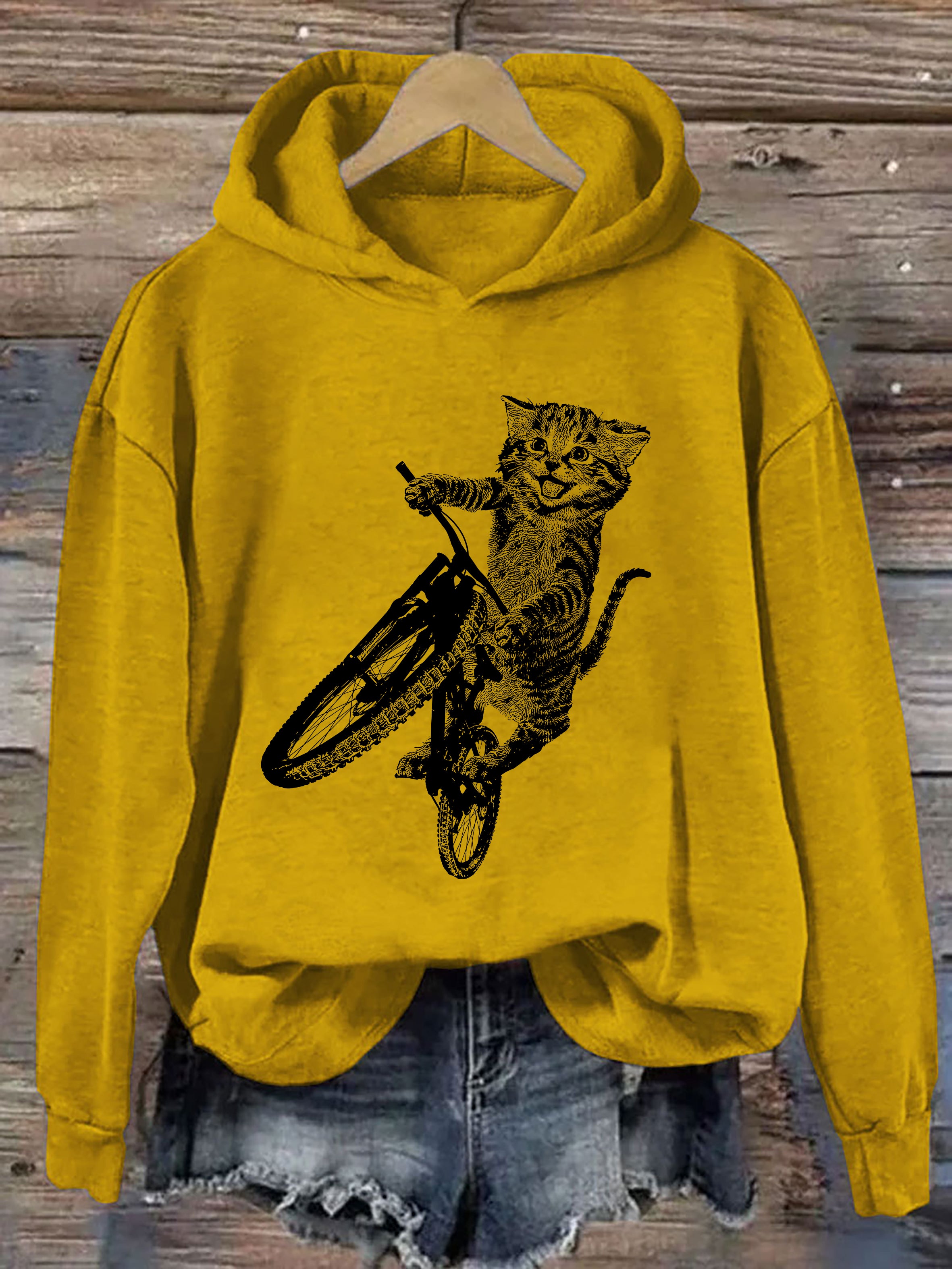 Cat Riding A Bicycle Hoodie