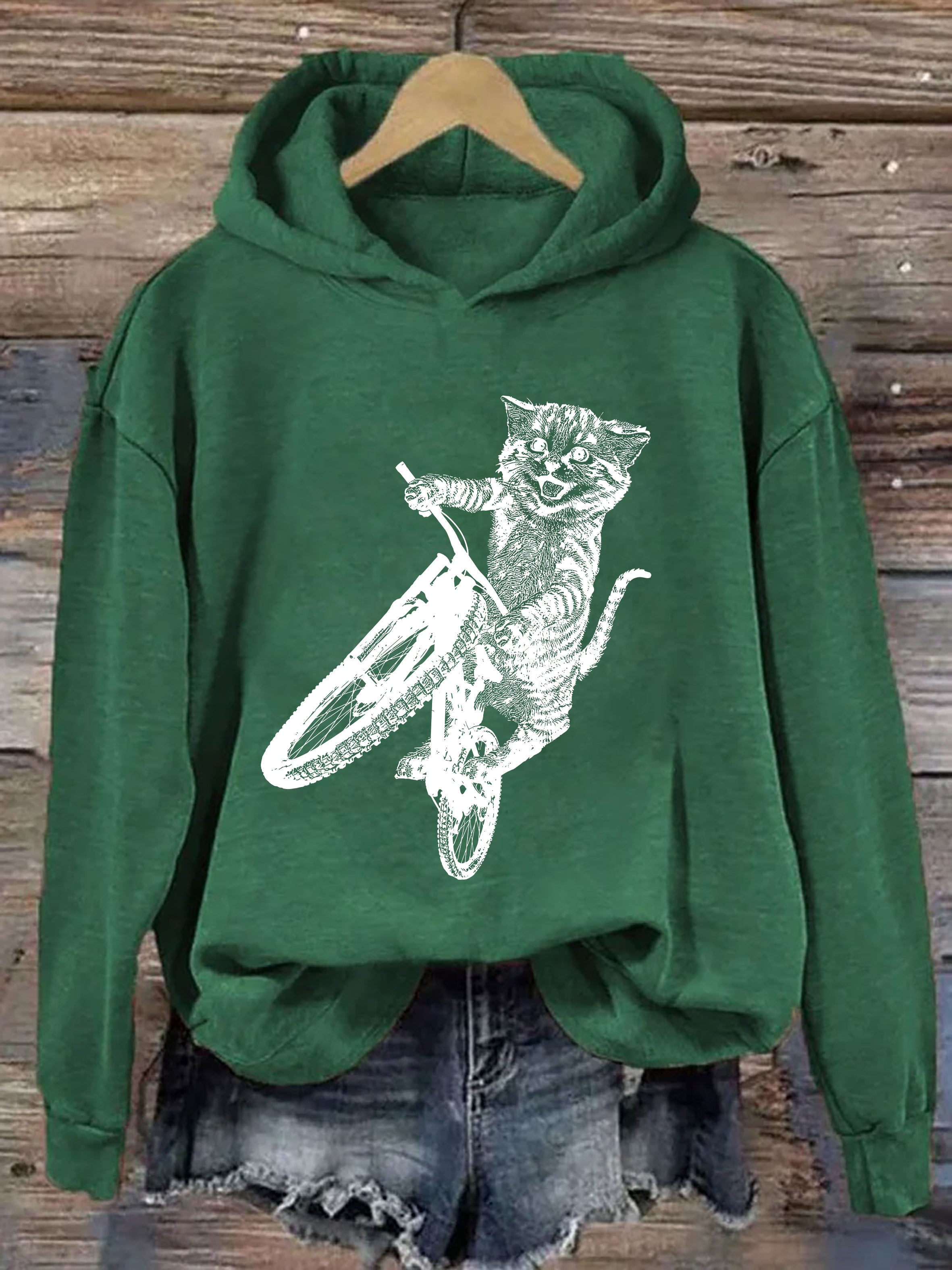 Cat Riding A Bicycle Hoodie