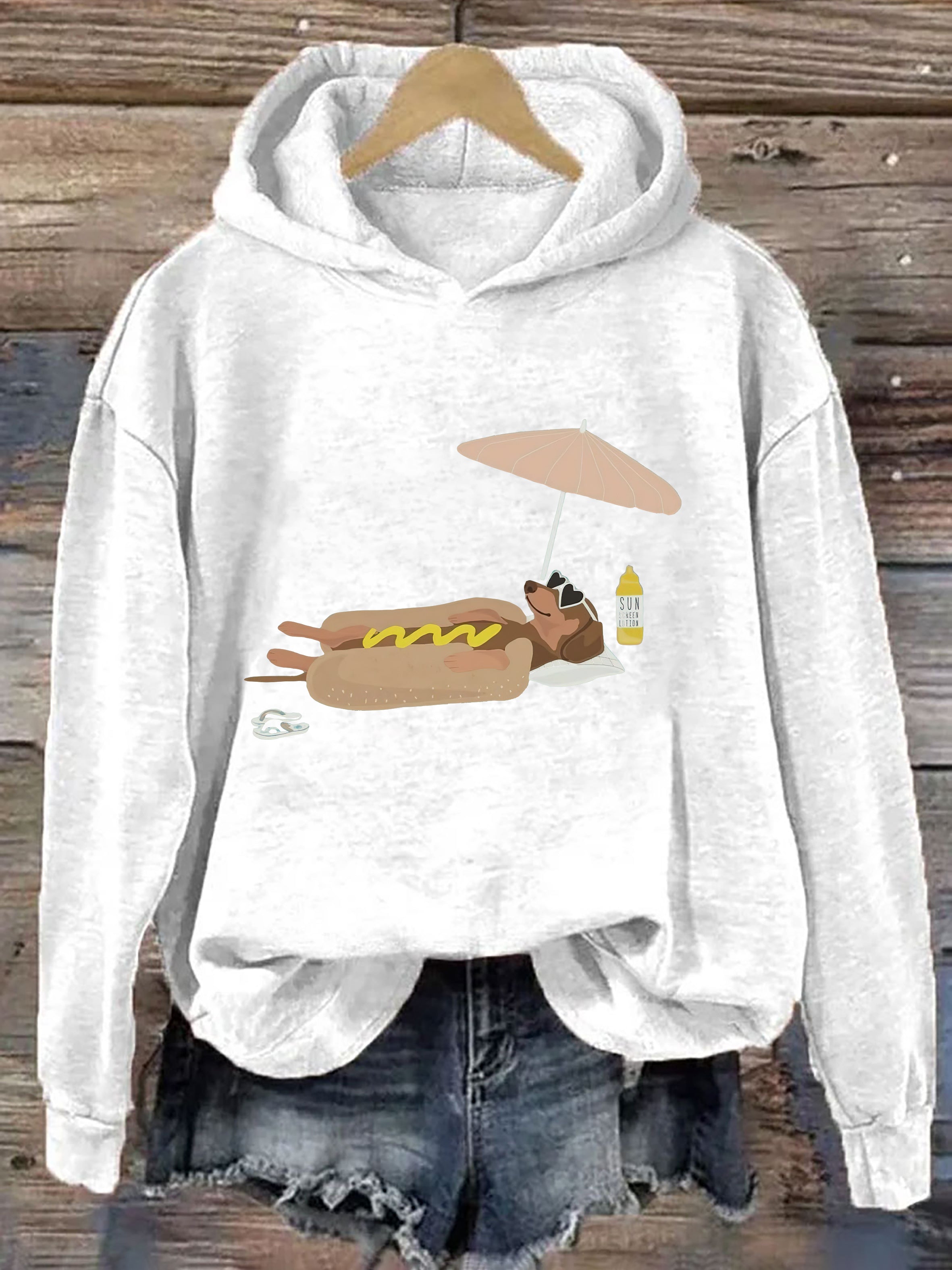 Dog Lounging by Hot Dog  Hoodie