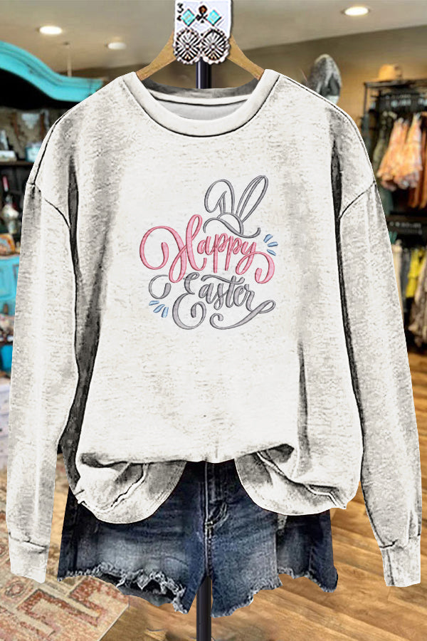 Classic Contrast Easter Embroidered Sweatshirt