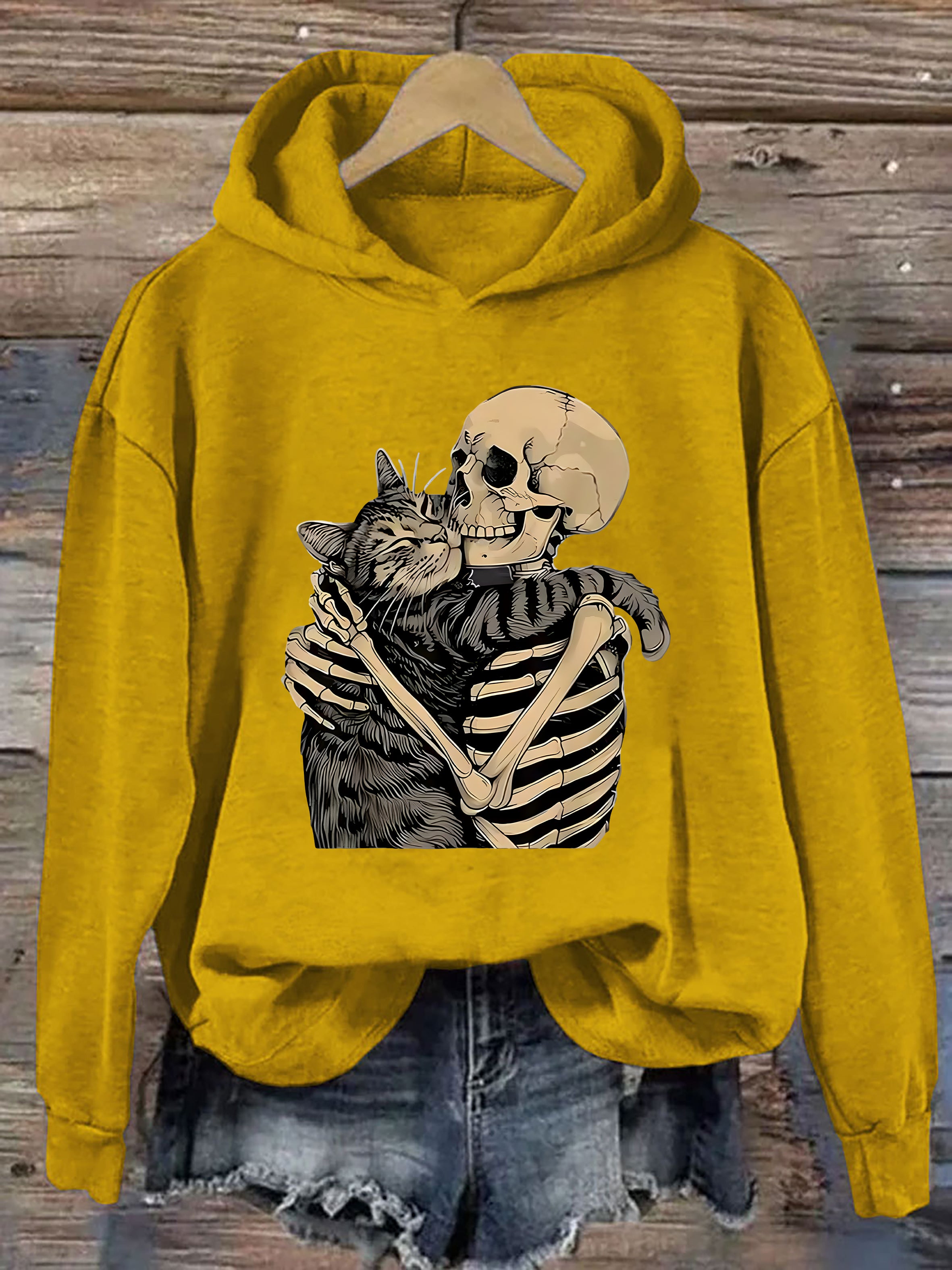 Halloween Skeleton Cat Hoodie