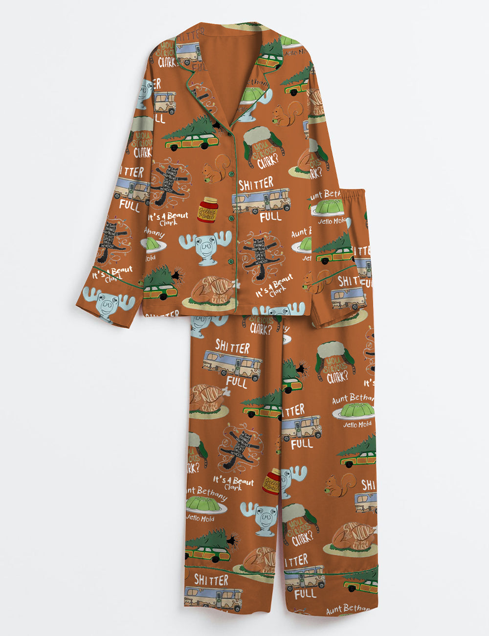 Women's It's A Beaut Clark Christmas Vacation Long Sleeve Satin Pajama Set