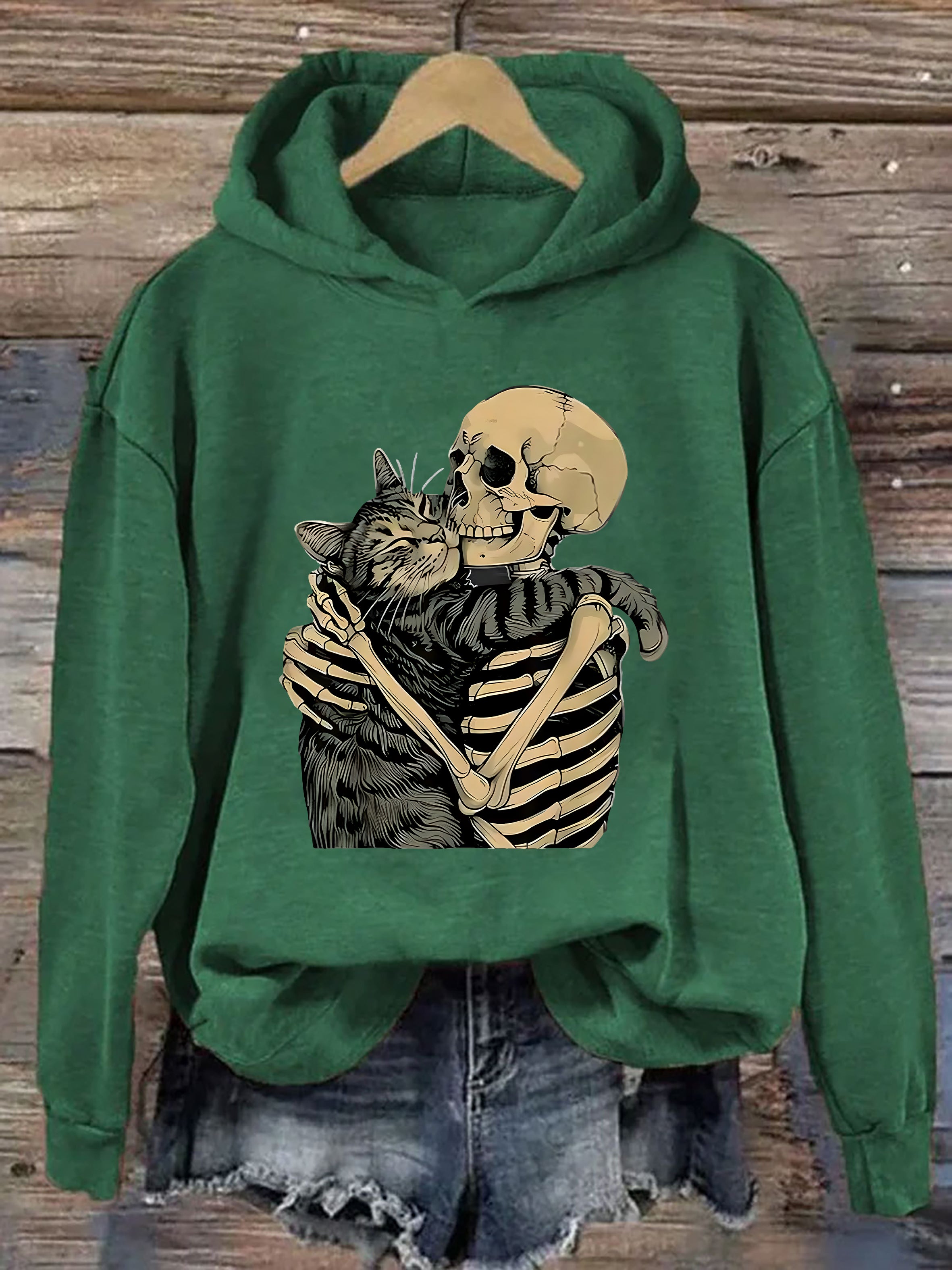 Halloween Skeleton Cat Hoodie