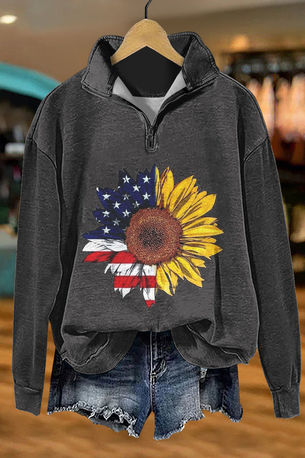 Retro America Patriotic Day Print Sweatshirt