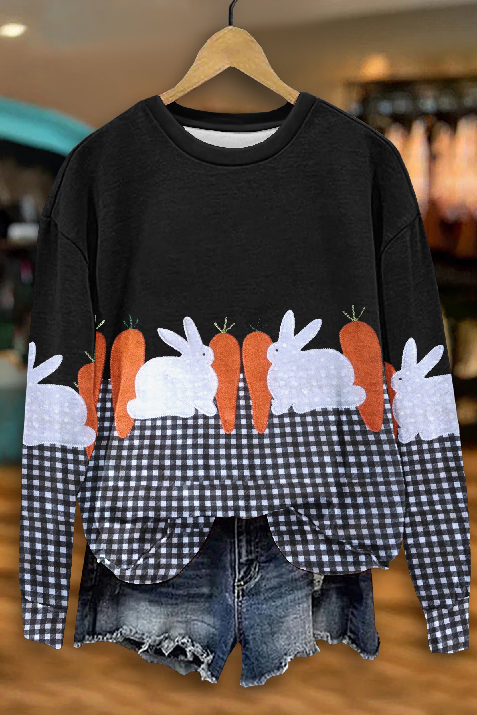 Classic Easter Bunny Check Sweatshirt
