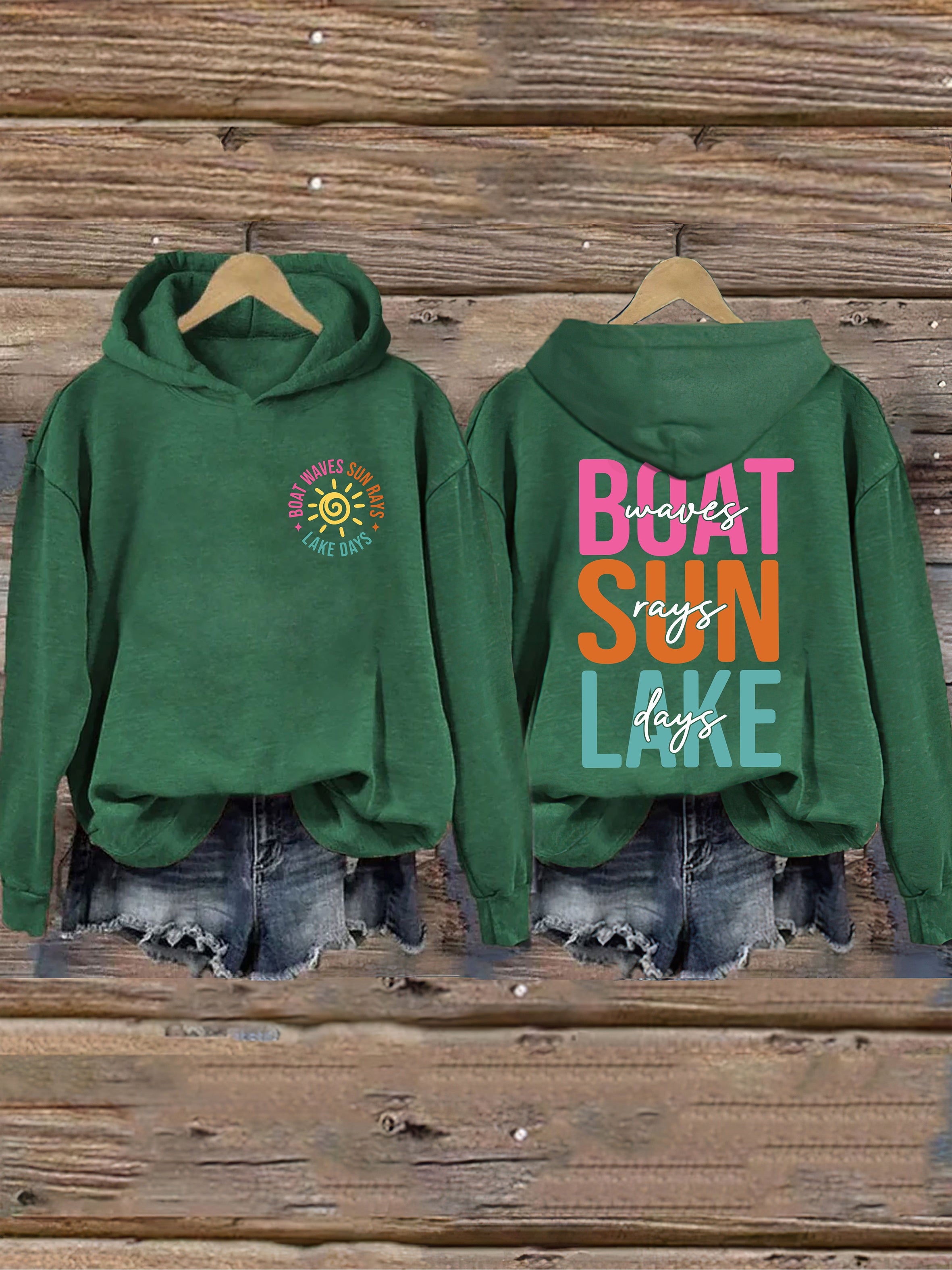 Boat Waves Sun Rays Lake Days Hoodie