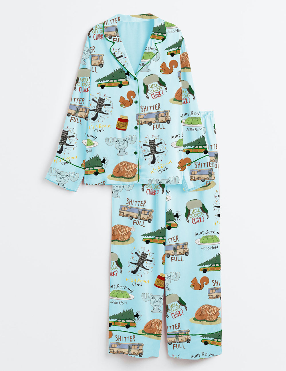 Women's It's A Beaut Clark Christmas Vacation Long Sleeve Satin Pajama Set