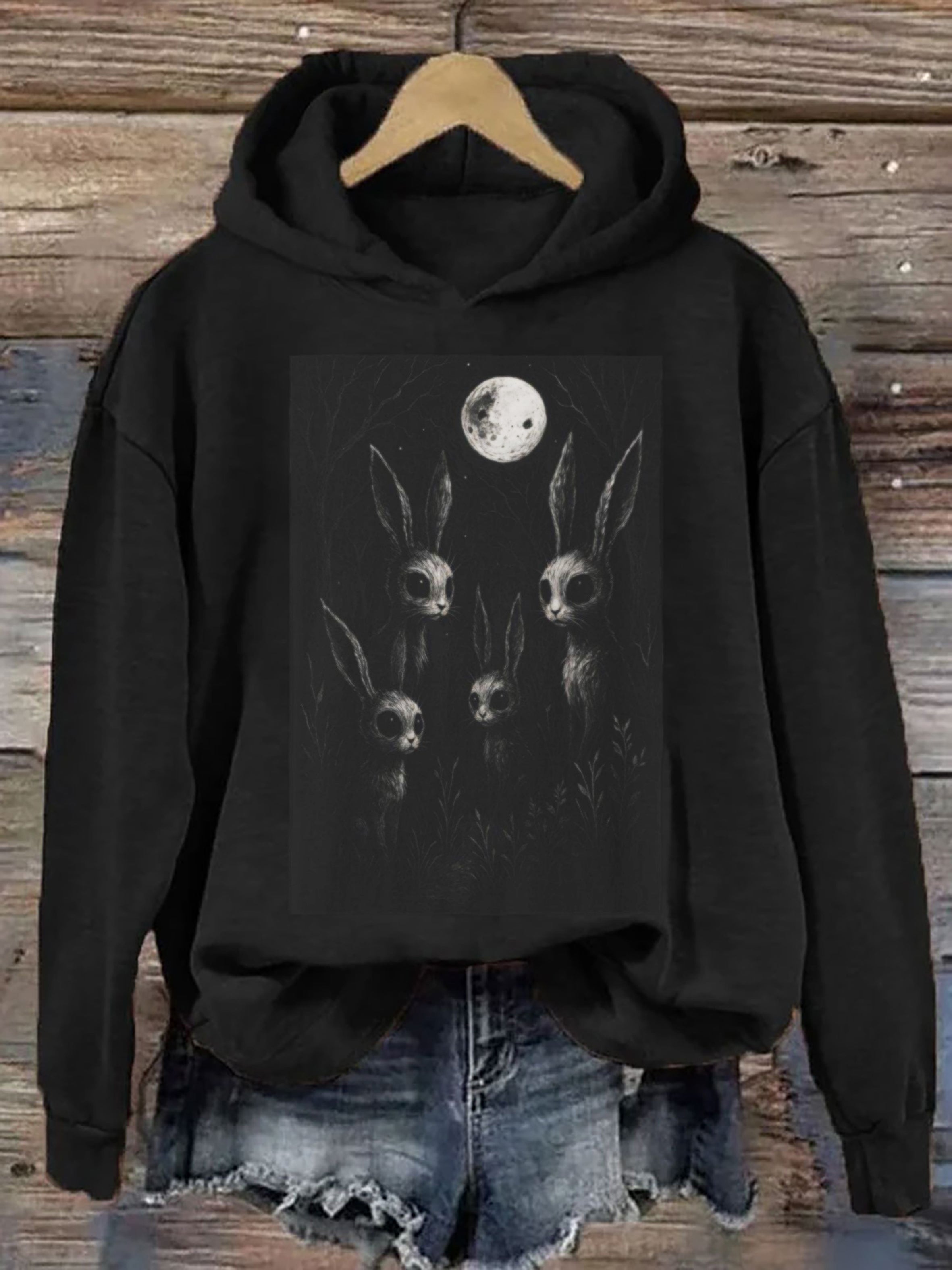 Creepy Bunny Forestcore Gothic Animal Hoodie