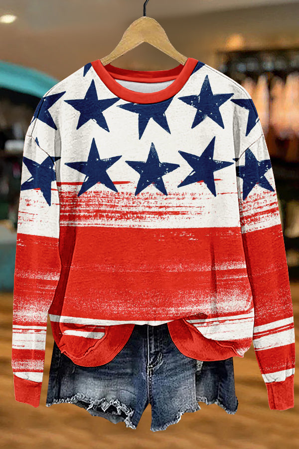 Unique Patriotic Day Print Sweatshirt