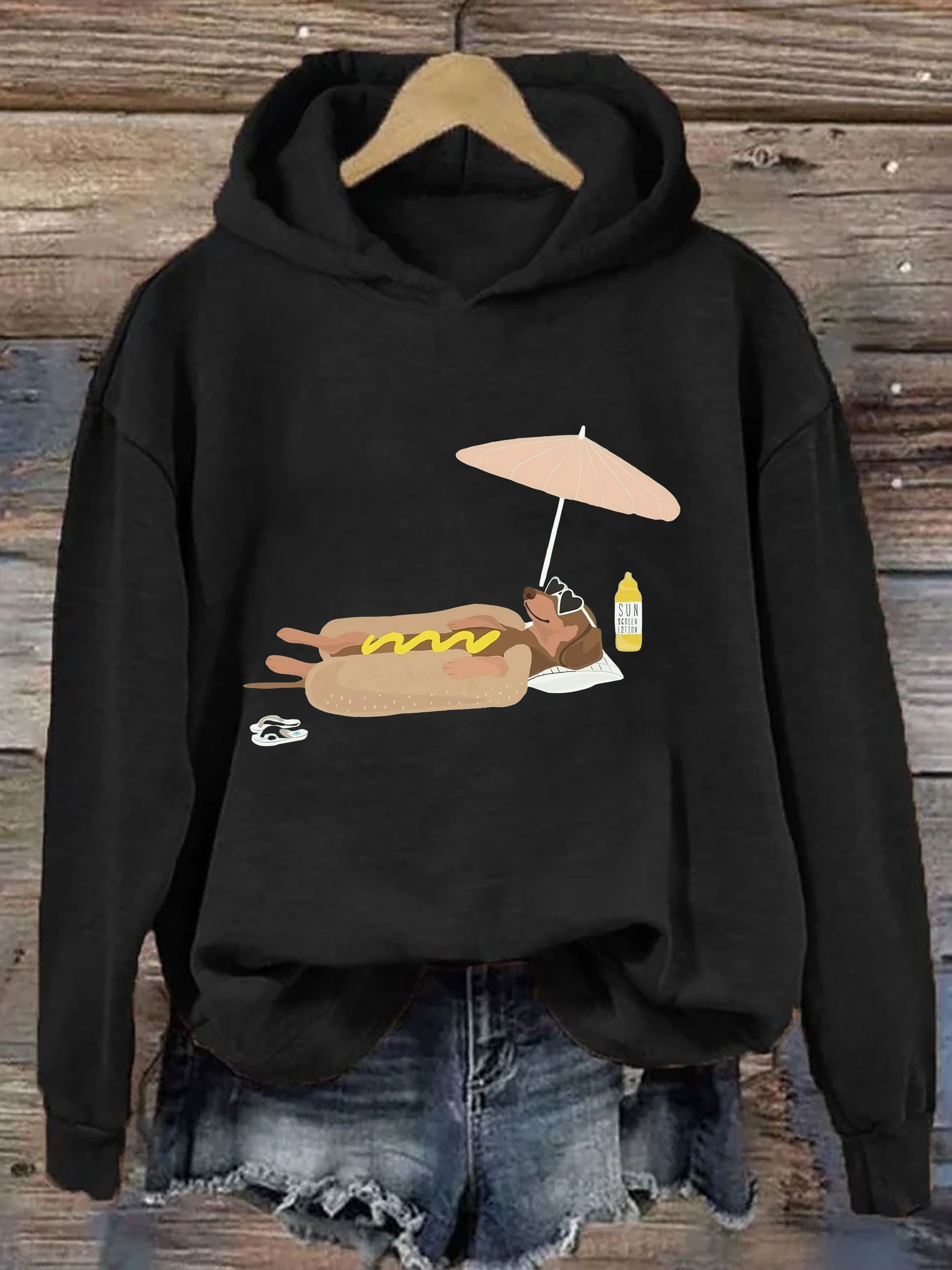 Dog Lounging by Hot Dog  Hoodie