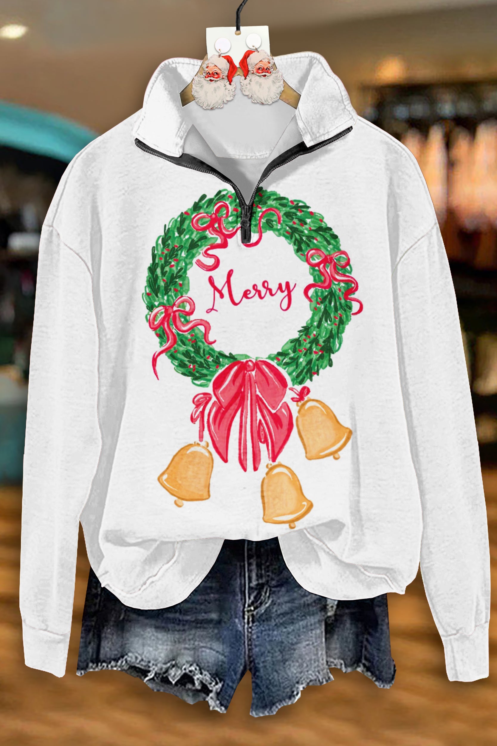 Merry Christmas Zipper Sweatshirt