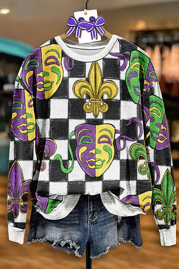 Vintage Mardi Gras Print Sweatshirt
