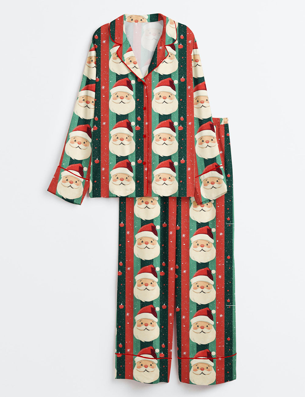 Cute Christmas Santa Long Sleeve Satin Pajama Set