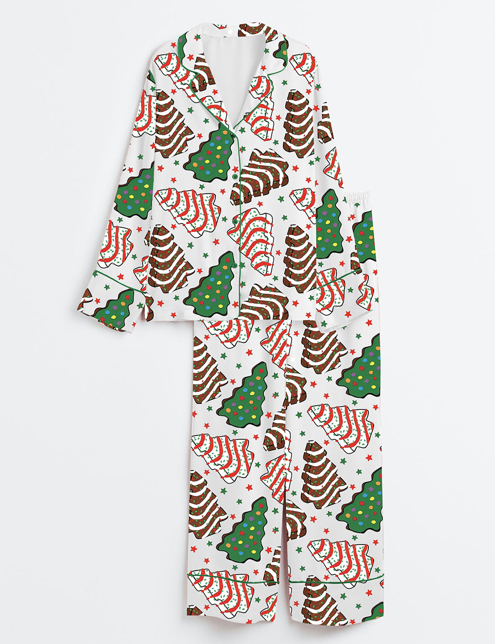 Farm Fresh Christmas Tree Cake Long Sleeve Satin Pajama Set