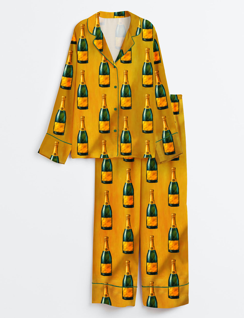 Champagne Lover Long Sleeve Satin Pajama Set