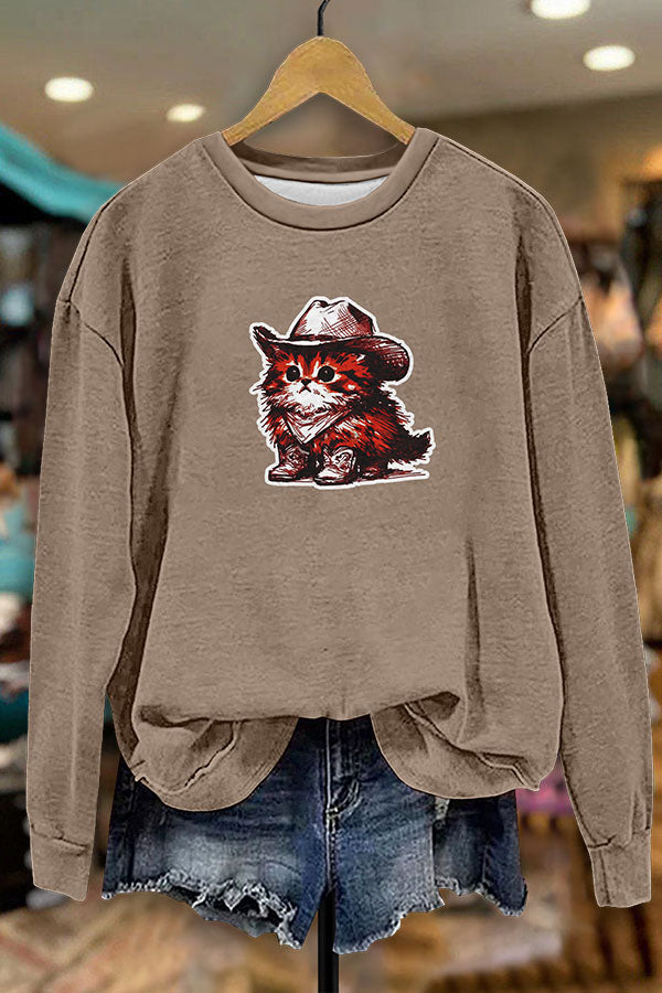 Cowboy Cat Graphic Sweatshirt