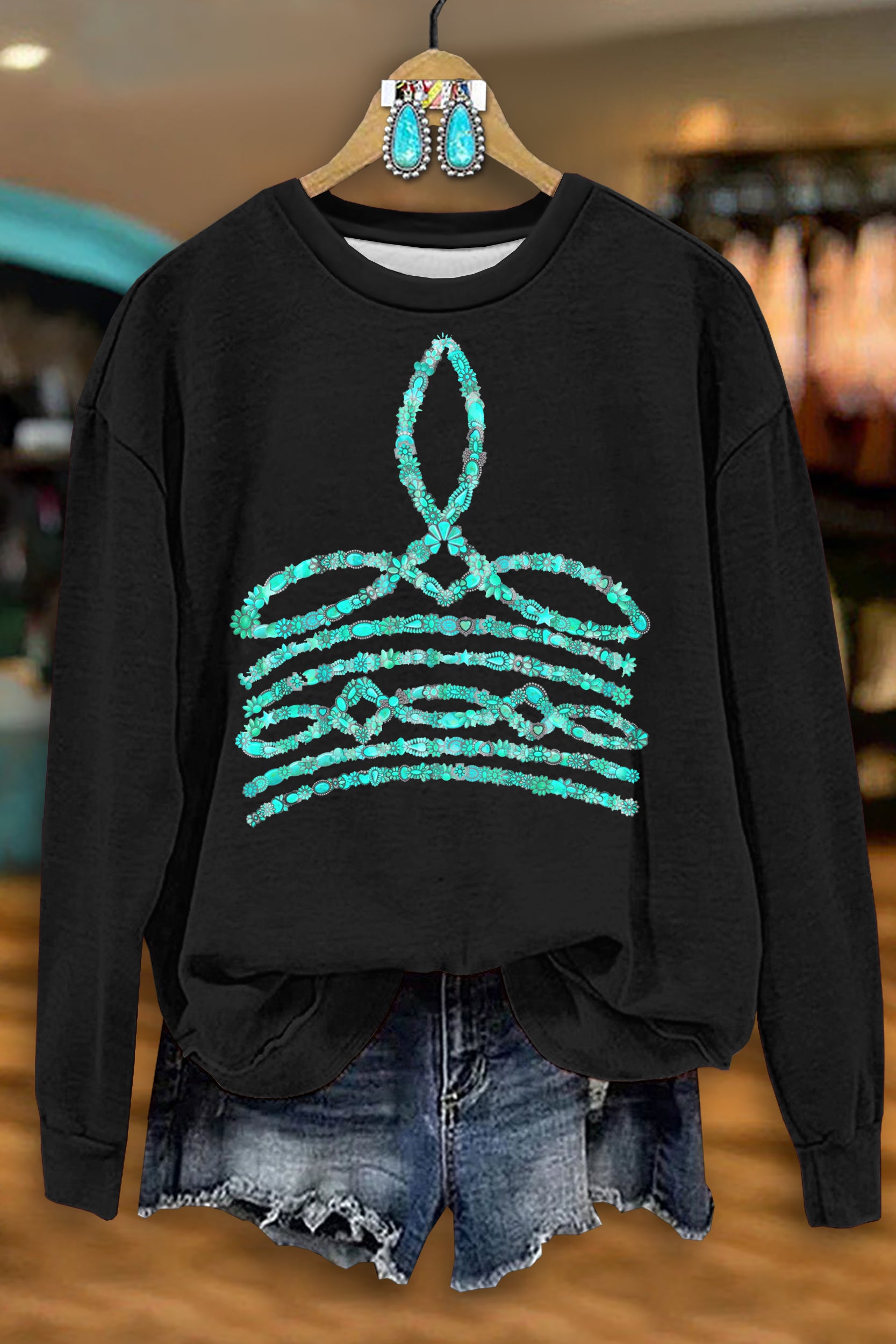 Classic Western Boot Stitch Print Sweatshirt