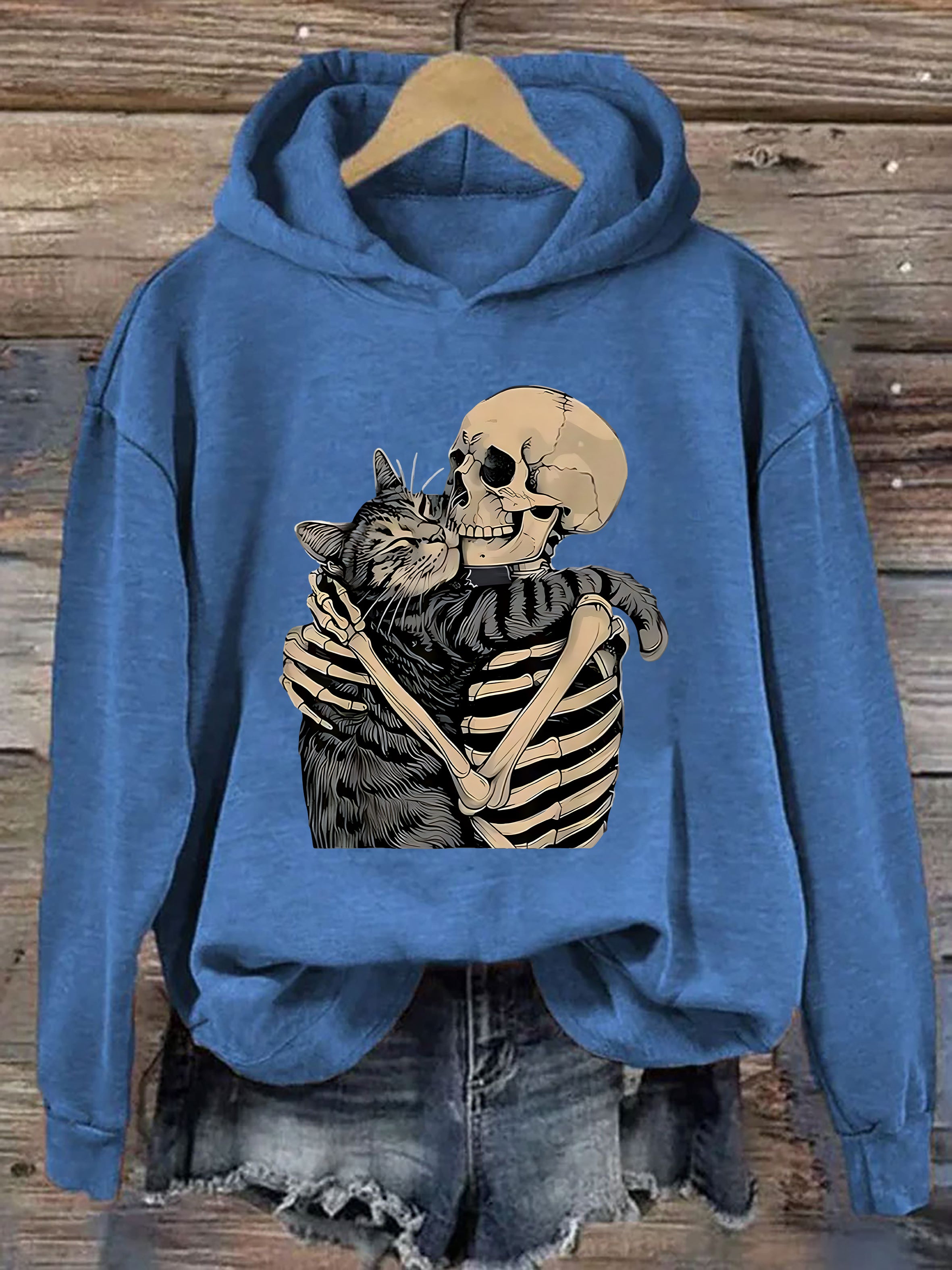 Halloween Skeleton Cat Hoodie