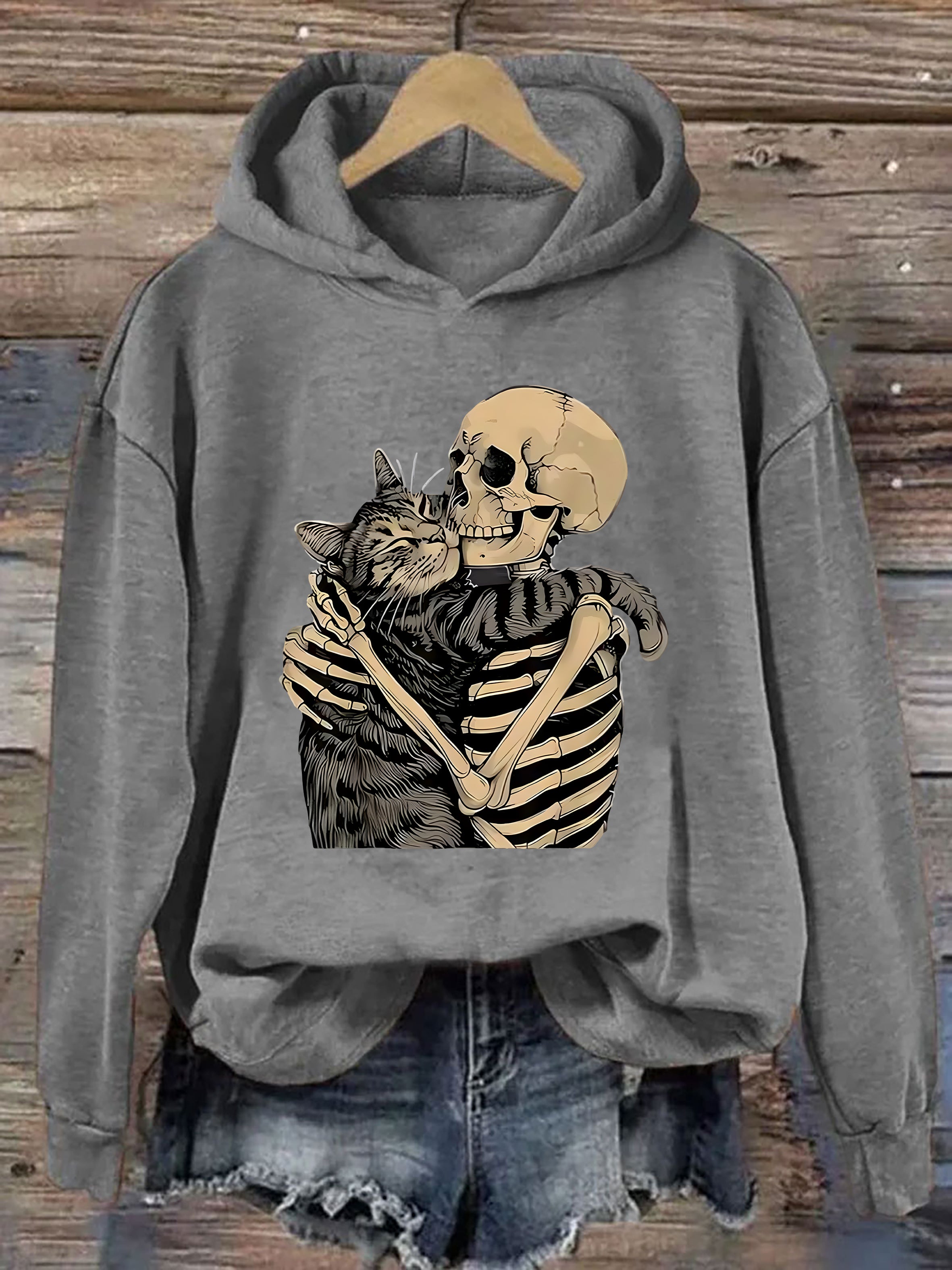 Halloween Skeleton Cat Hoodie