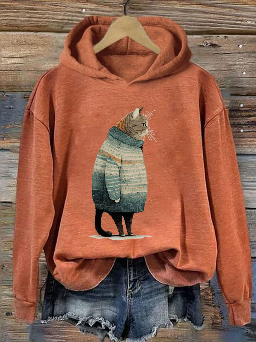Fat Gray Cat in Hoodie