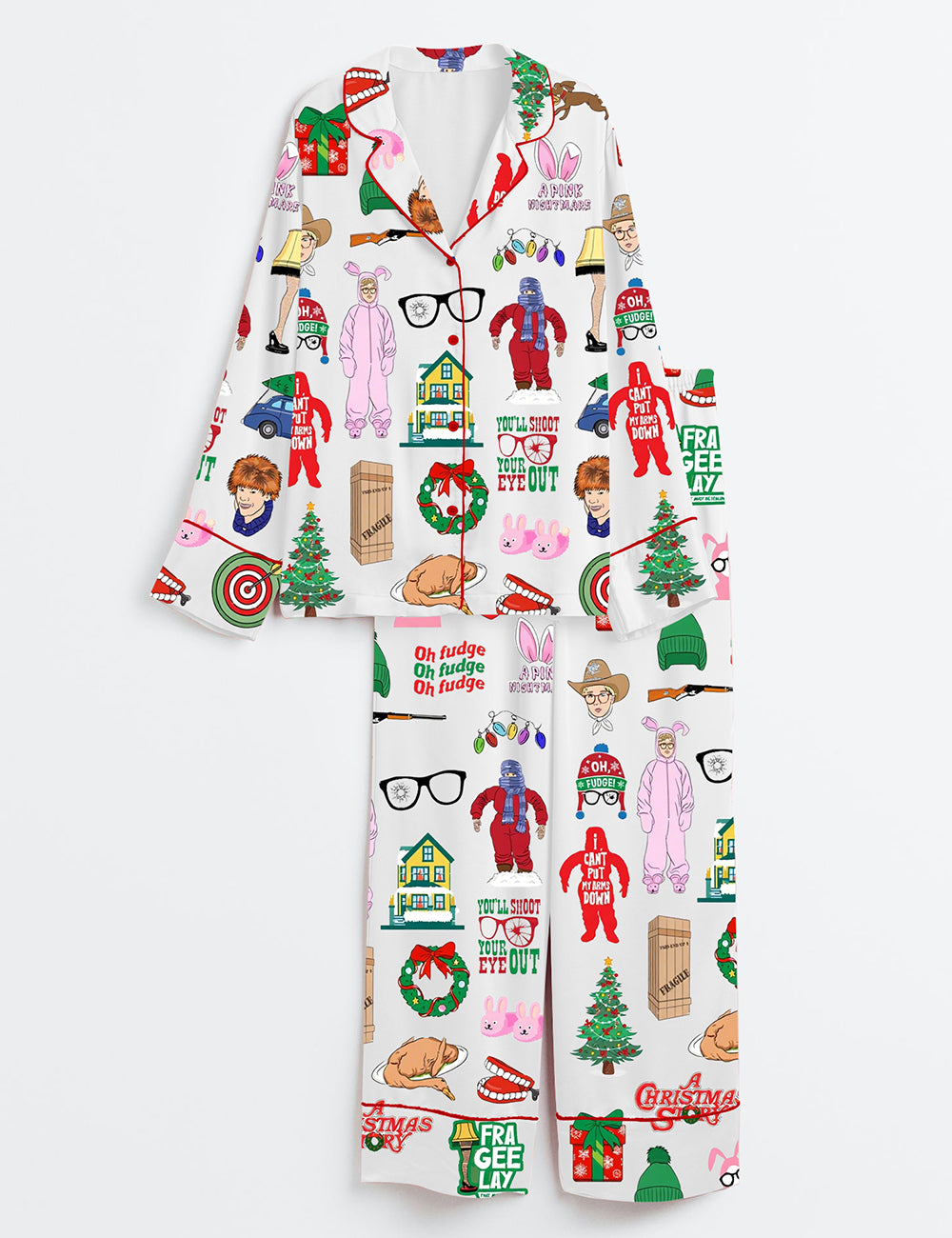 A Christmas Story Movie Long Sleeve Satin Pajama Set