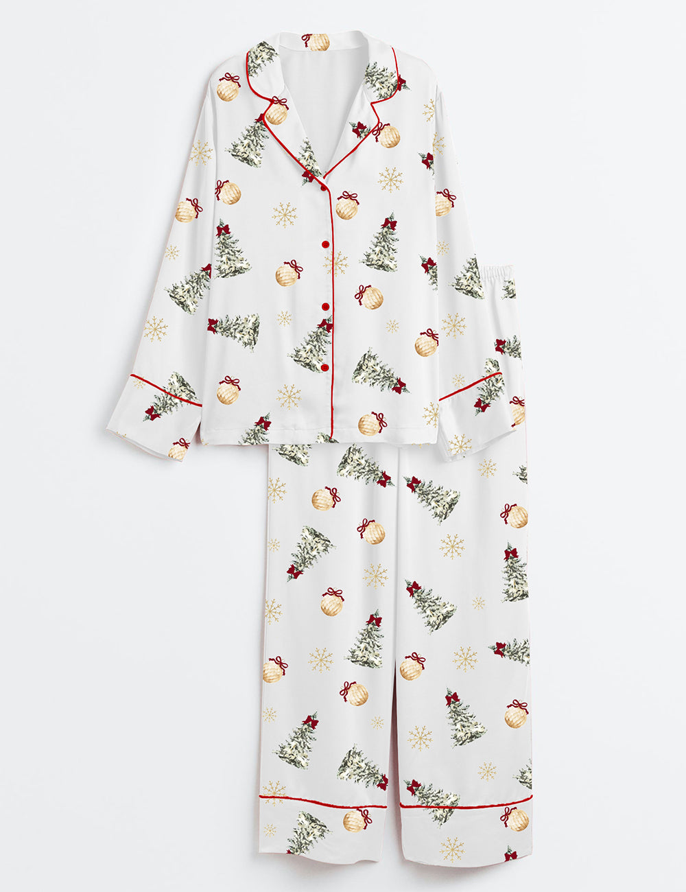 Watercolor Christmas Tree Whimsical Holiday Winter Festive Trees Long Sleeve Satin Pajama Set