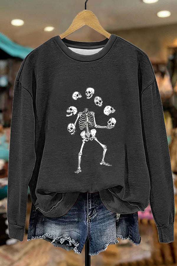 Funny Juggling Skeleton Halloween Sweatshirt