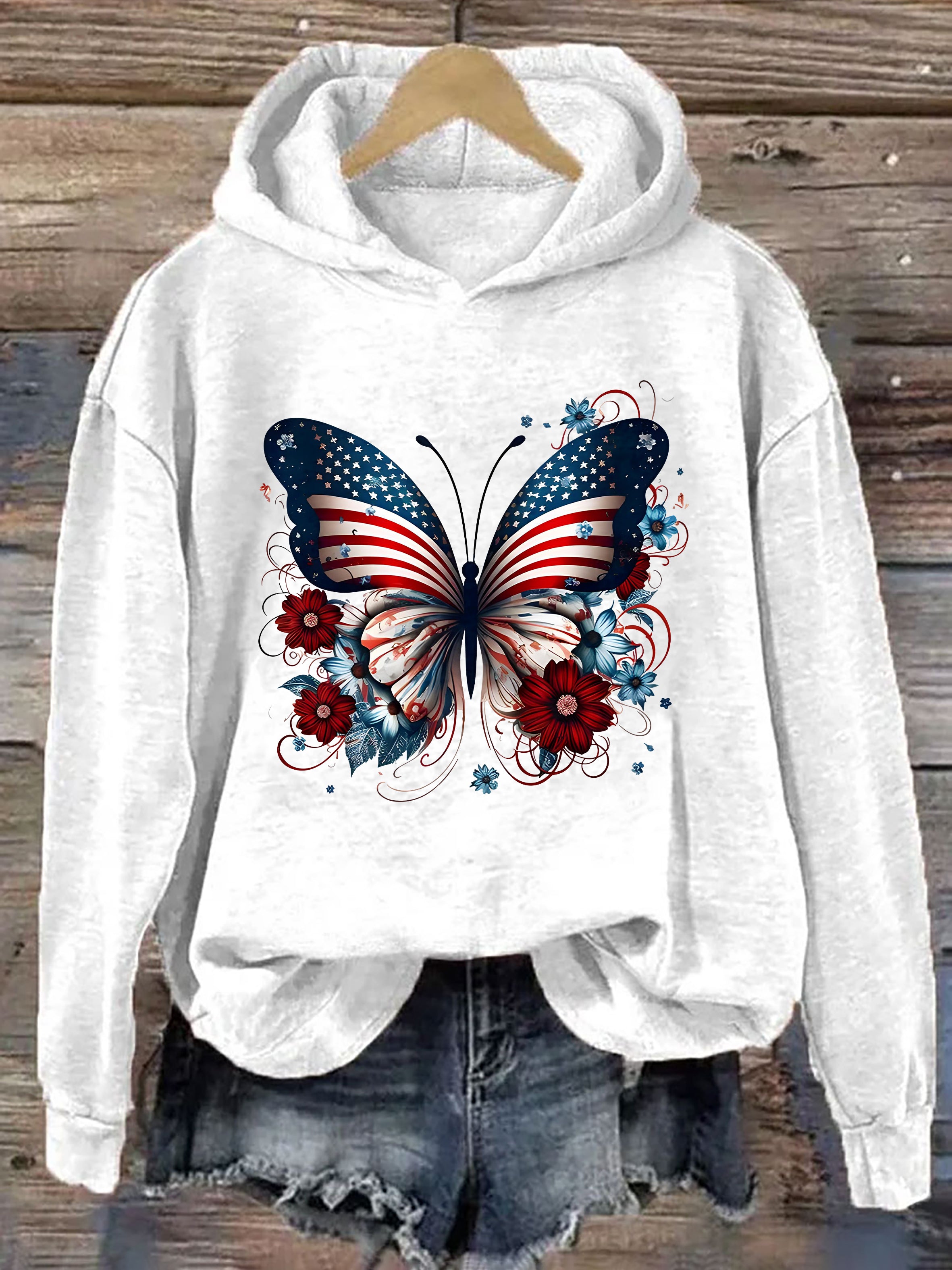 American Flag Butterfly Hoodie