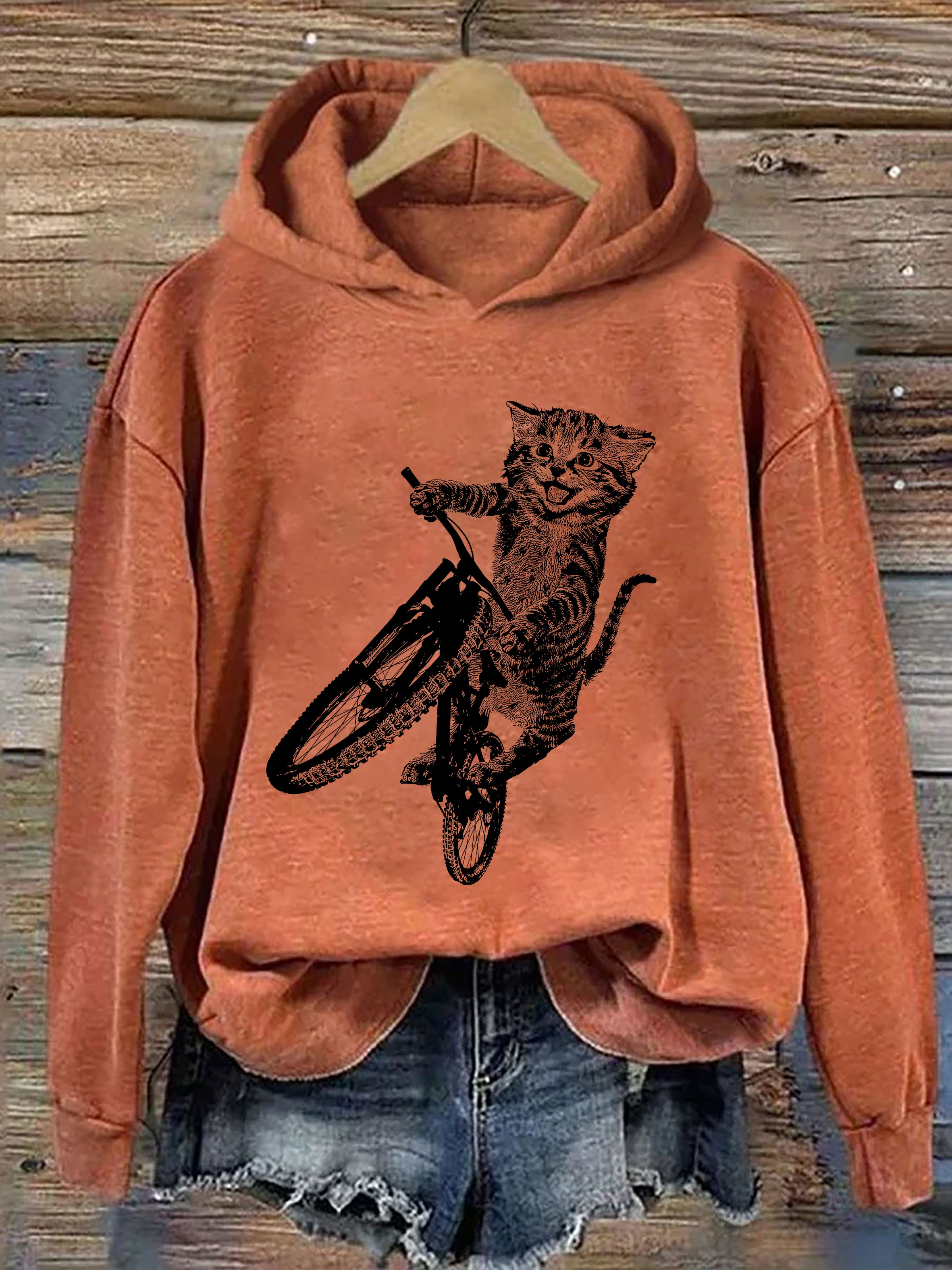 Cat Riding A Bicycle Hoodie