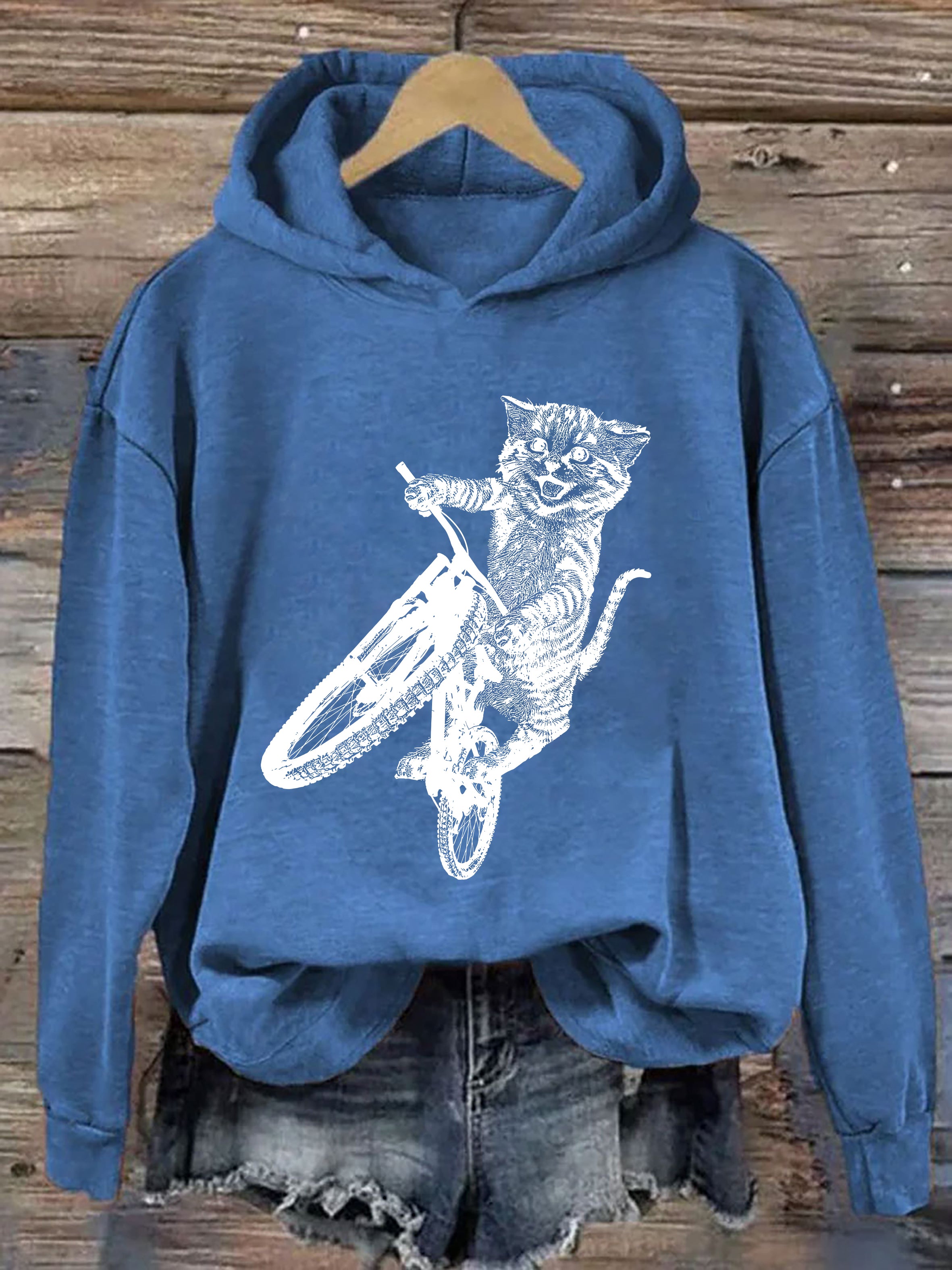 Cat Riding A Bicycle Hoodie