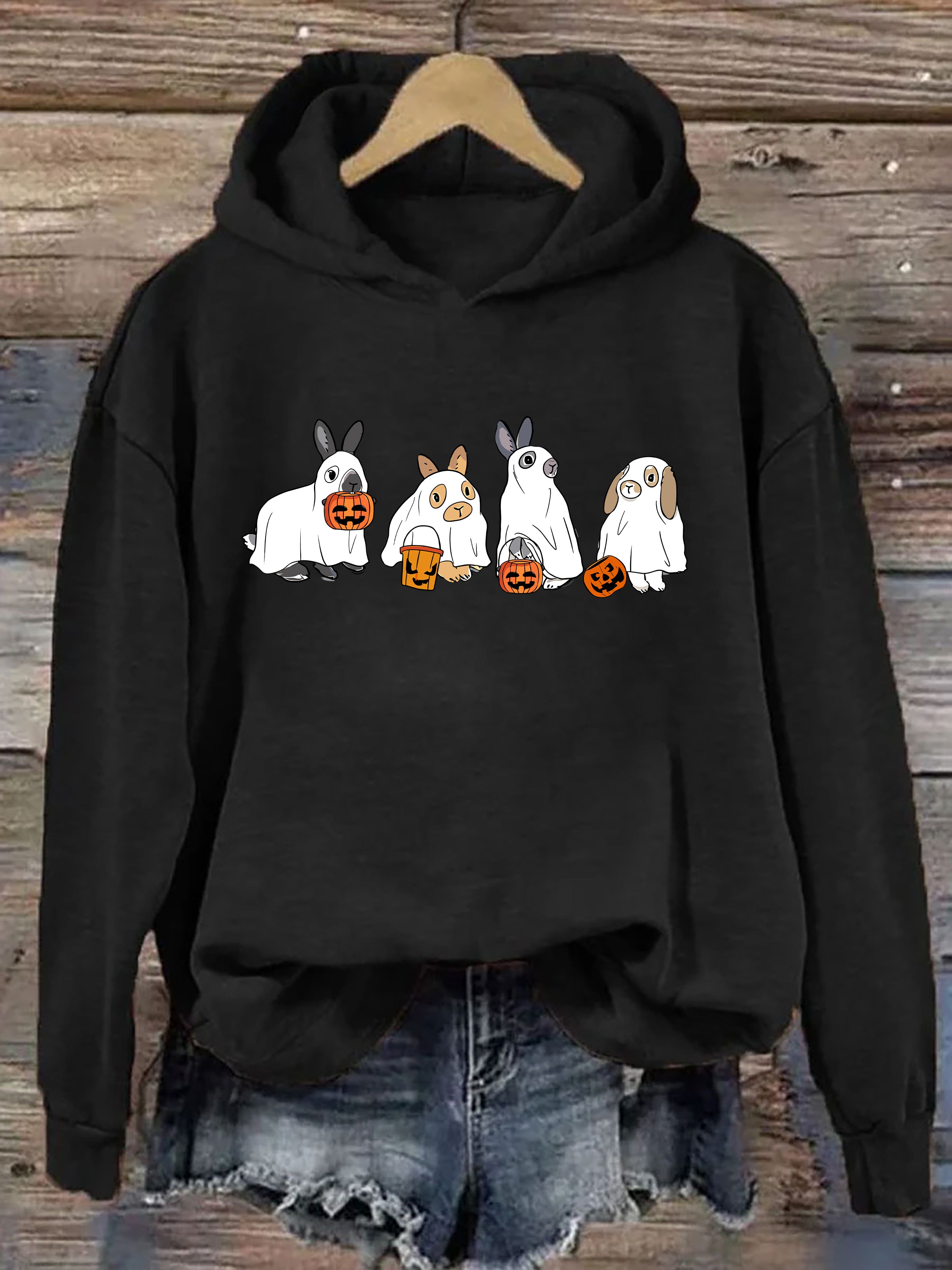 Cute Rabbit Ghost Halloween Hoodie