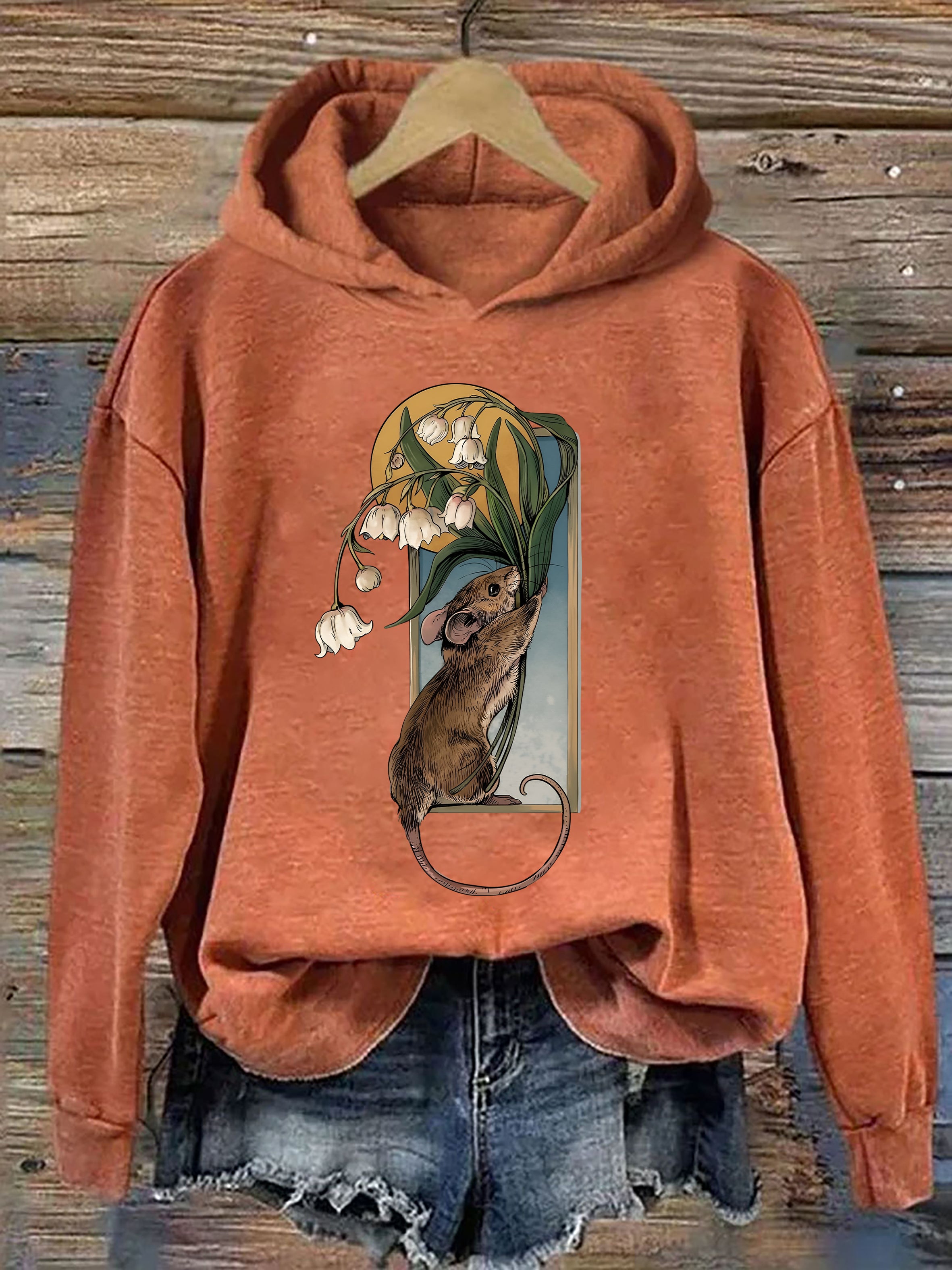 Cute Mouse And Lily Of The Valley Hoodie