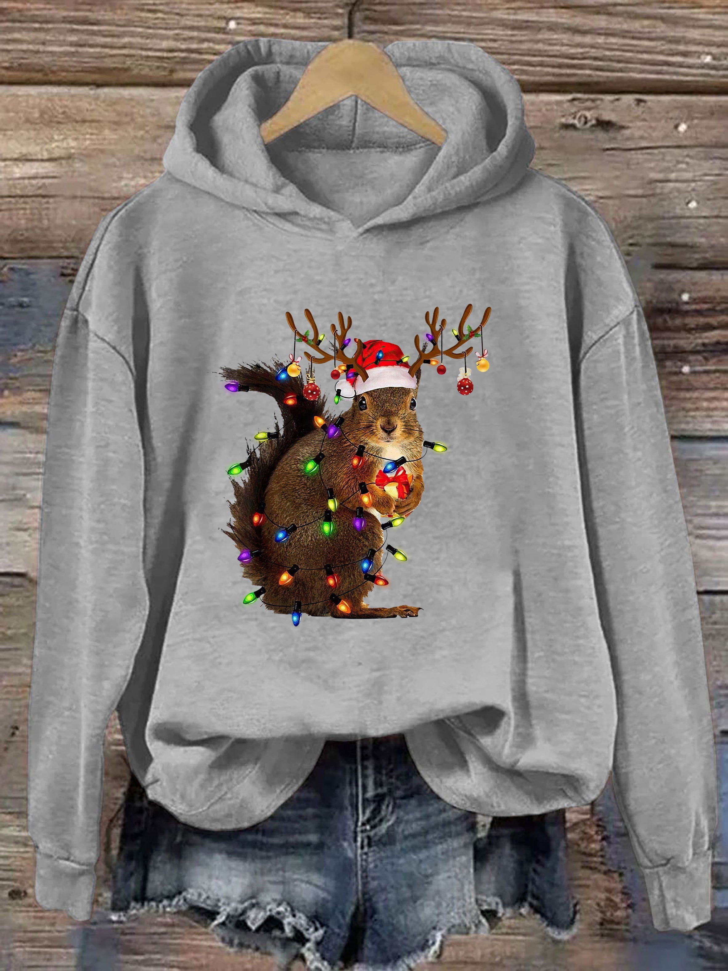 Squirrel Christmas Lights Hoodie